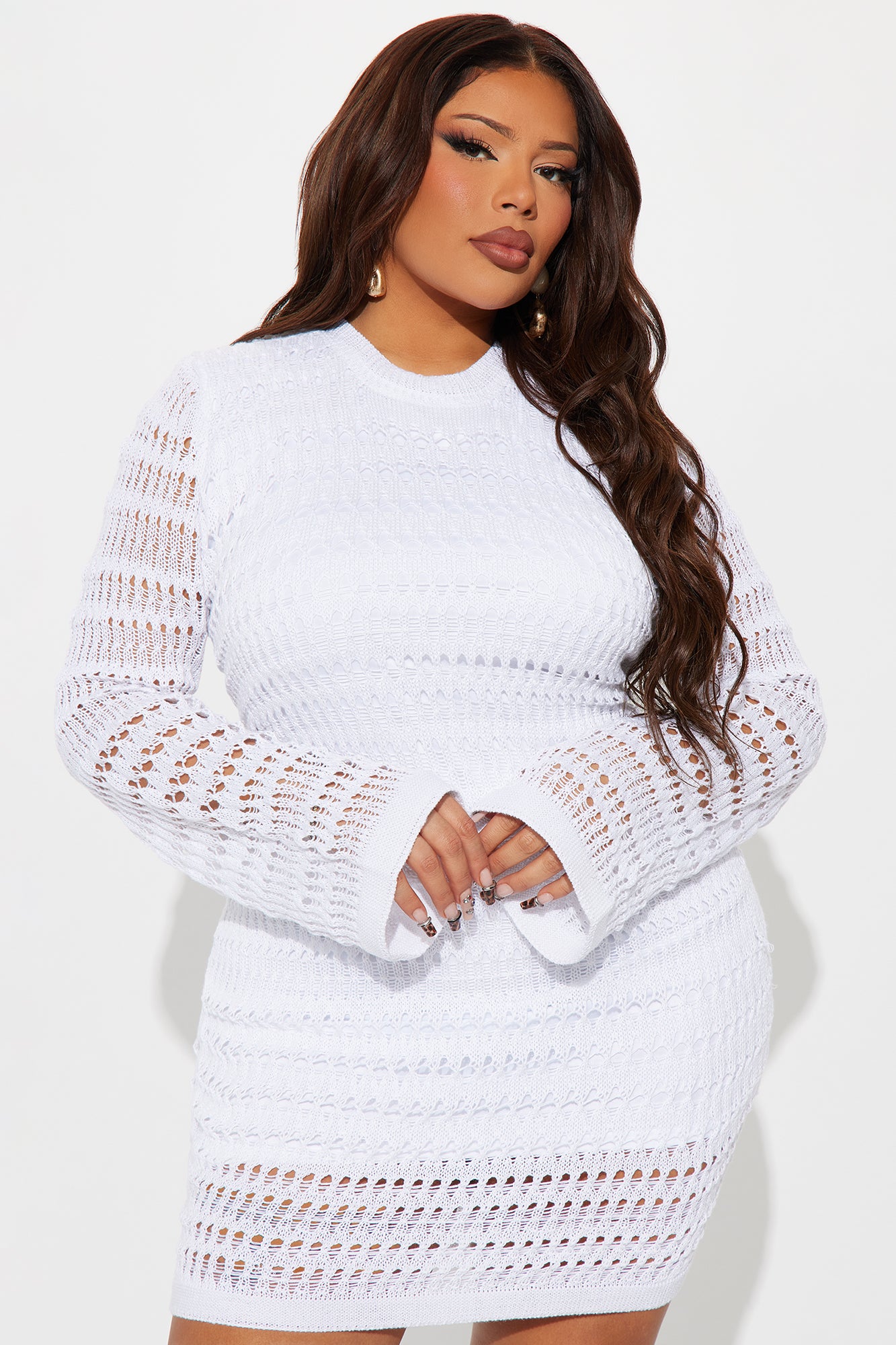 Jolene Crochet Mini Dress - White - Image 4
