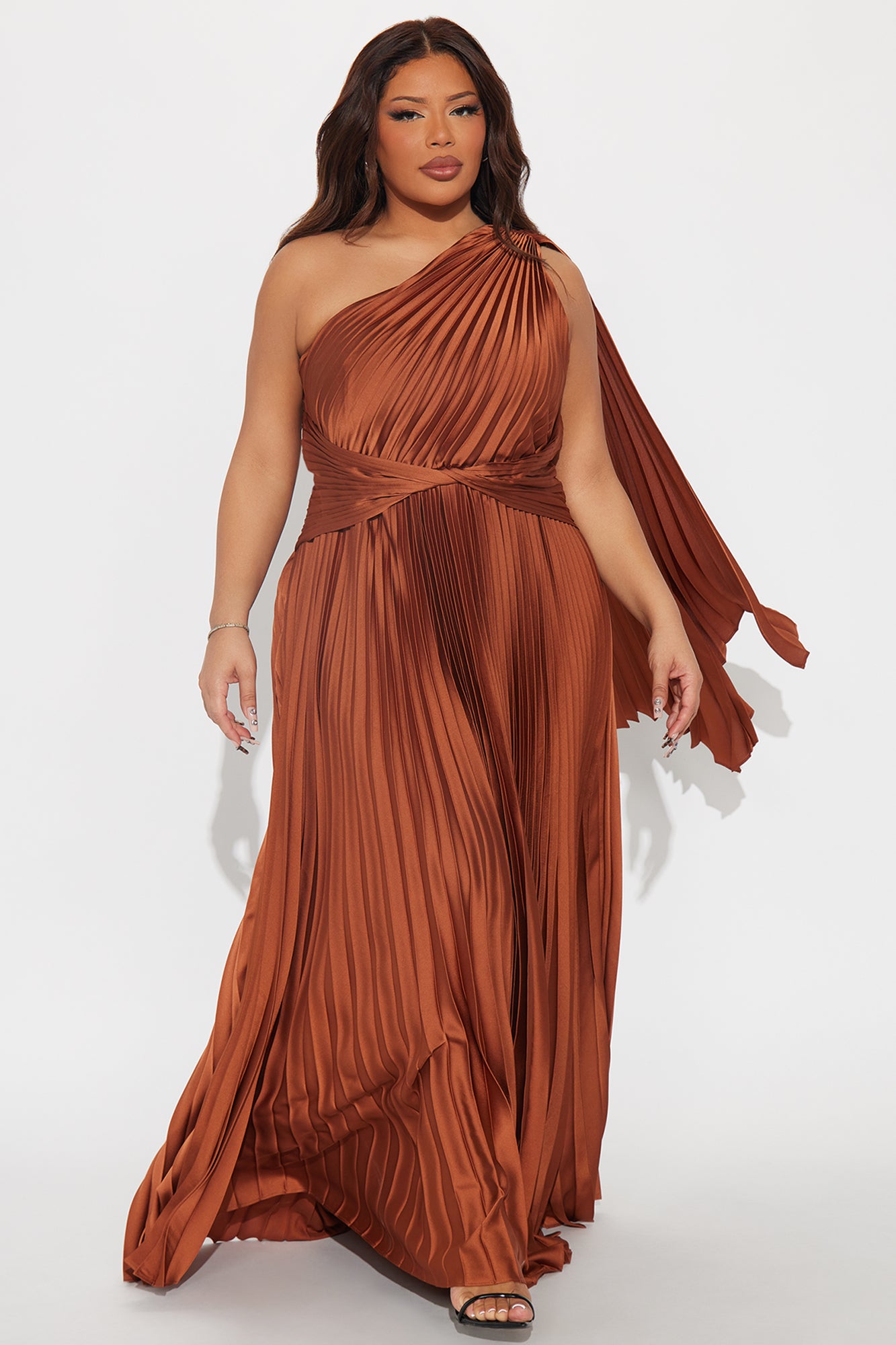 Athena Pleated Maxi Dress - Rust - Image 4