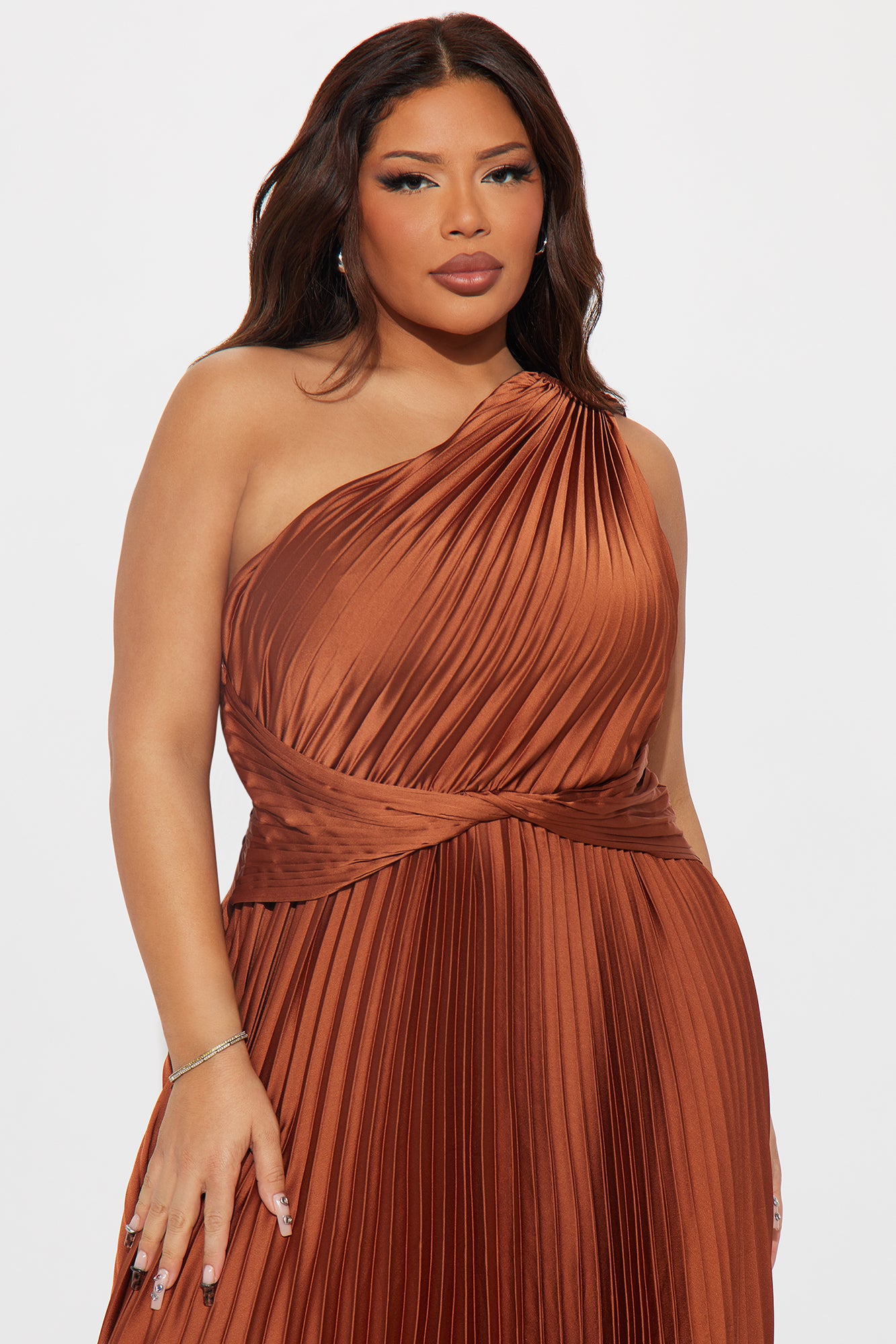 Athena Pleated Maxi Dress - Rust - Image 5