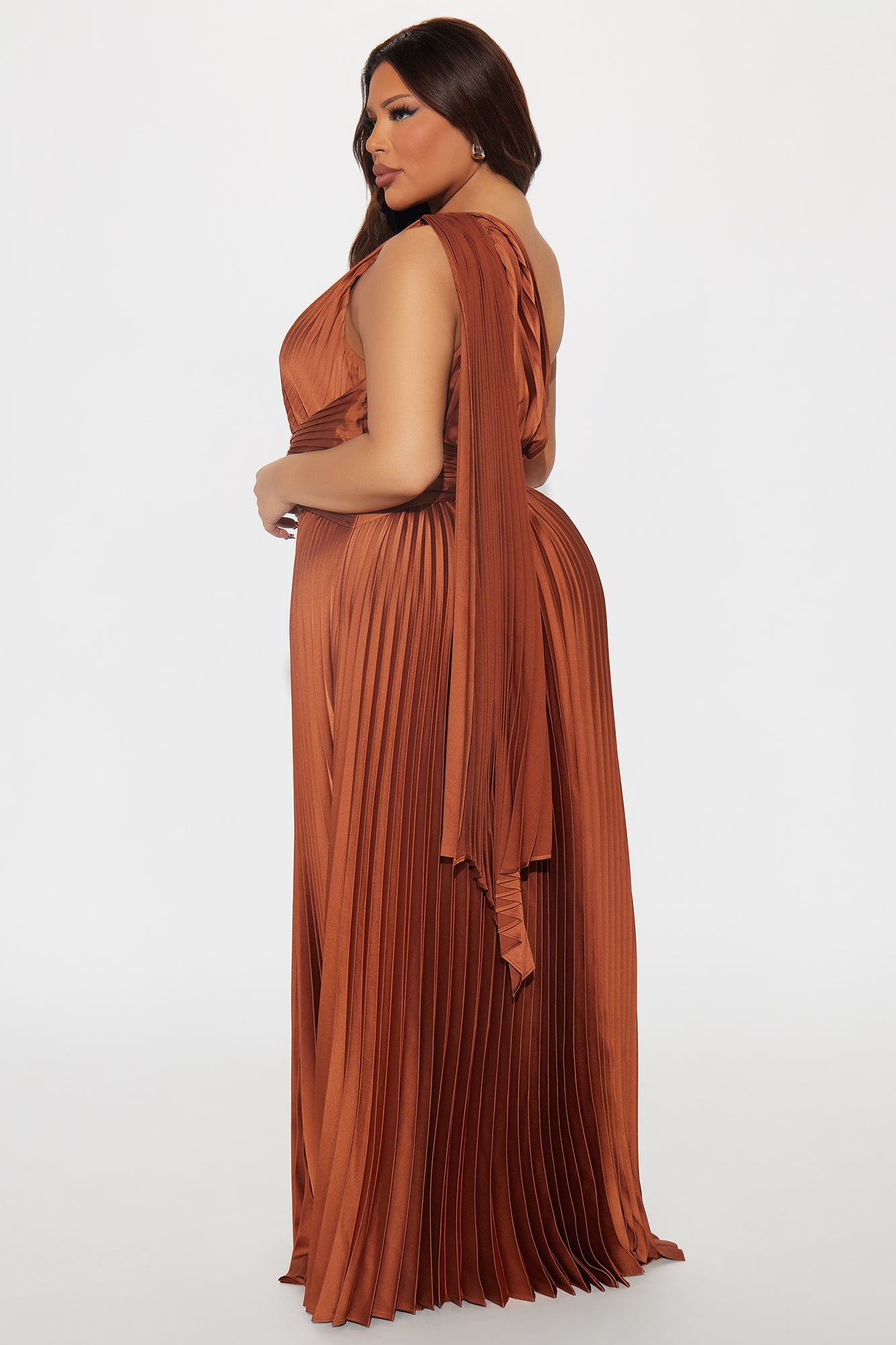 Athena Pleated Maxi Dress - Rust - Image 6