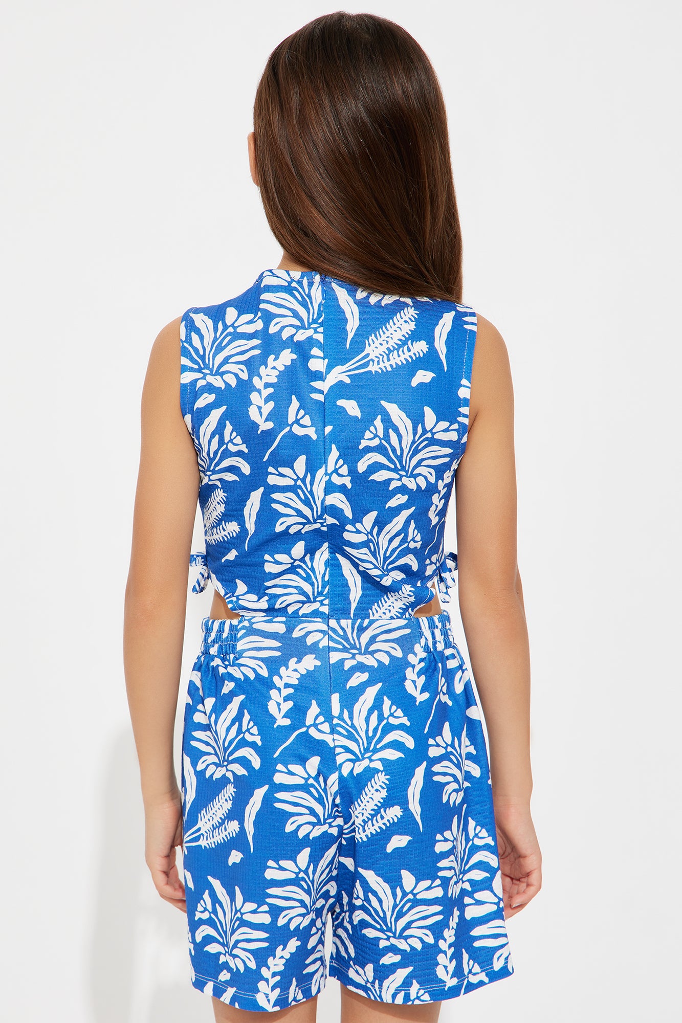 Mini Adrienne Printed Romper - Blue - Image 3