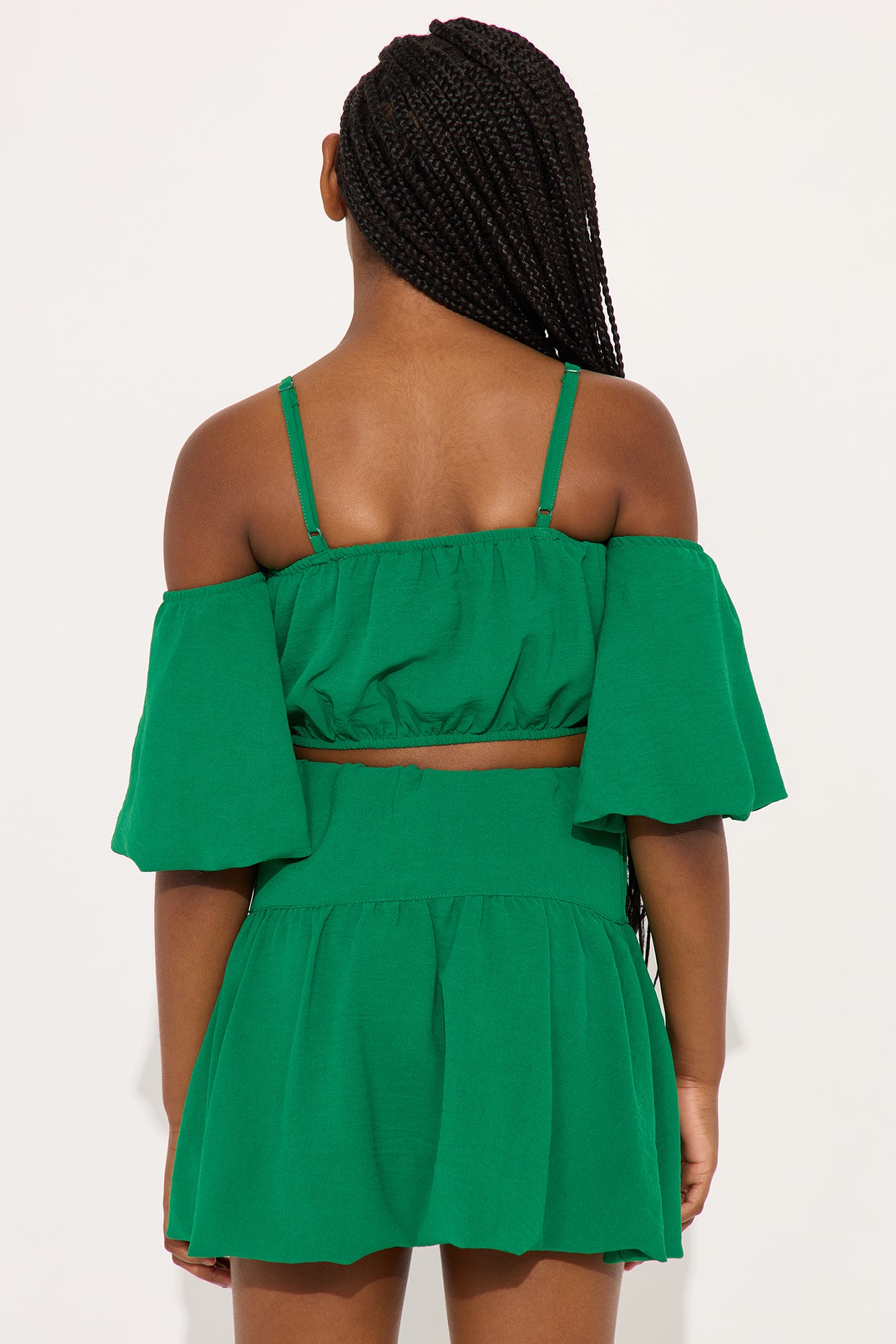 Mini Veda Bubble Skirt Set - Kelly Green - Image 3