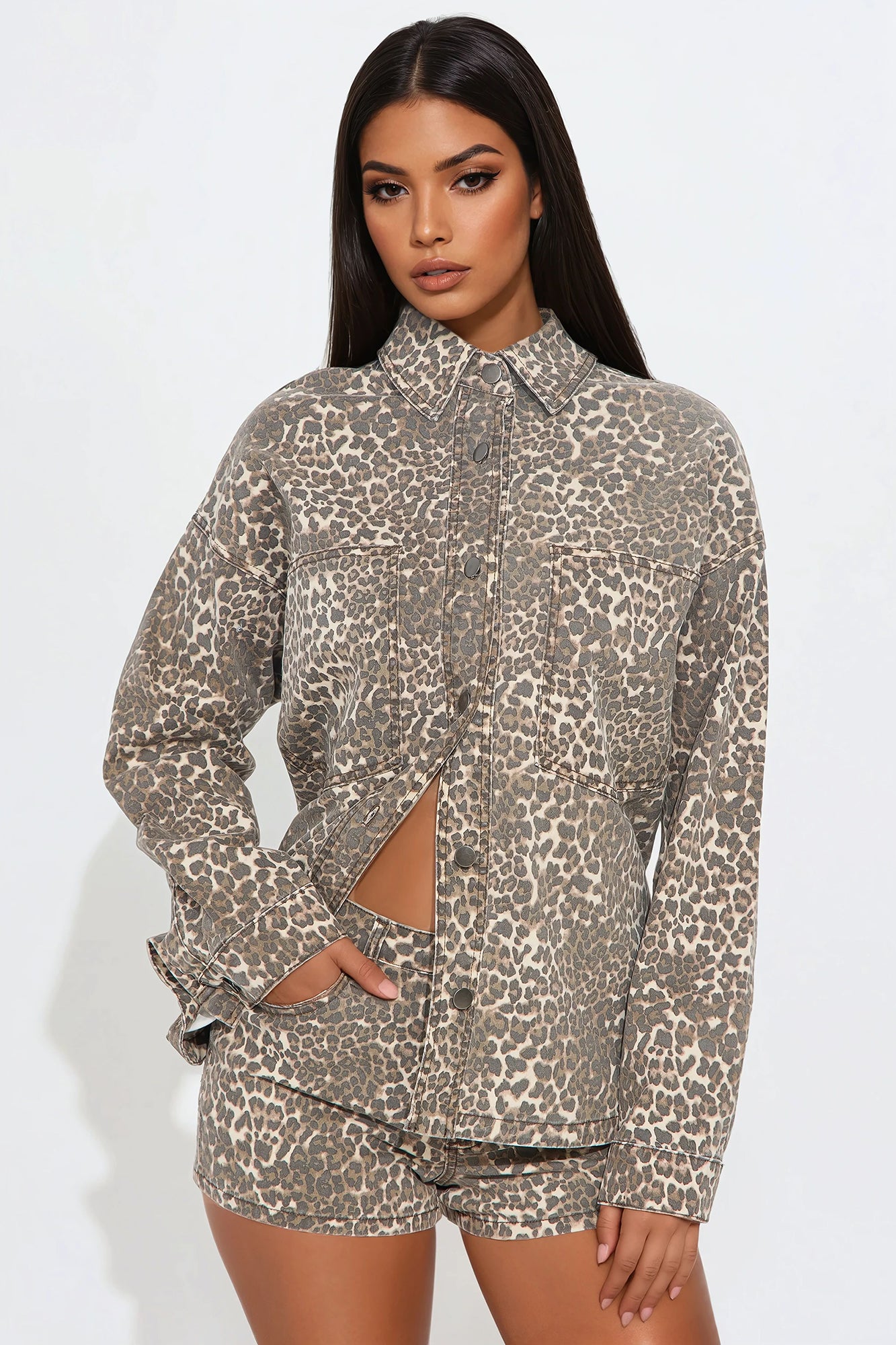 Wild About It Leopard Short Set - Brown/combo - Image 3