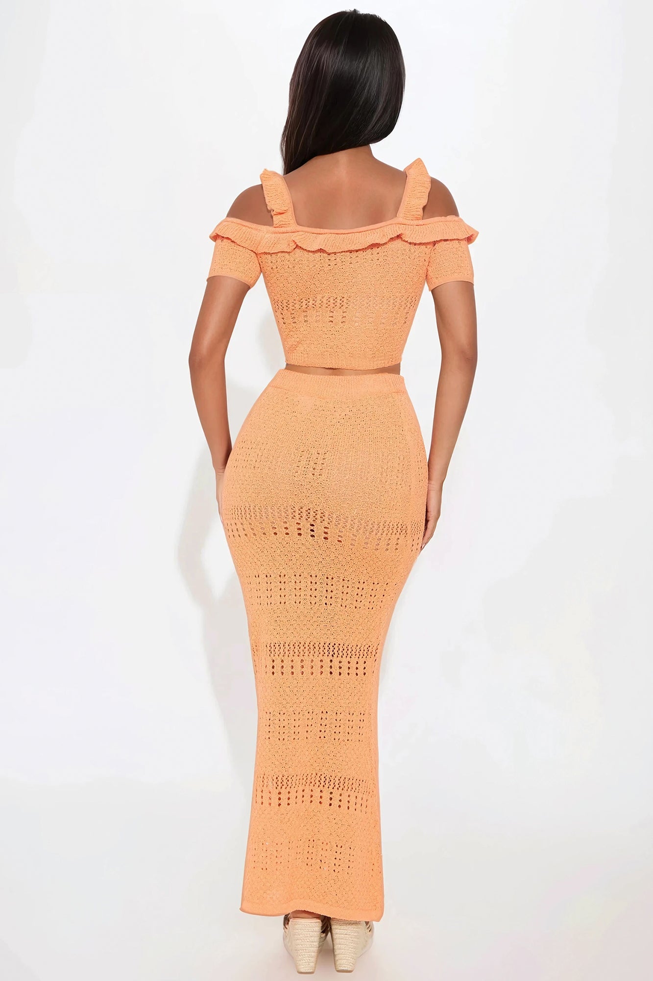 Cindy Crochet Maxi Skirt Set - Orange - Image 3