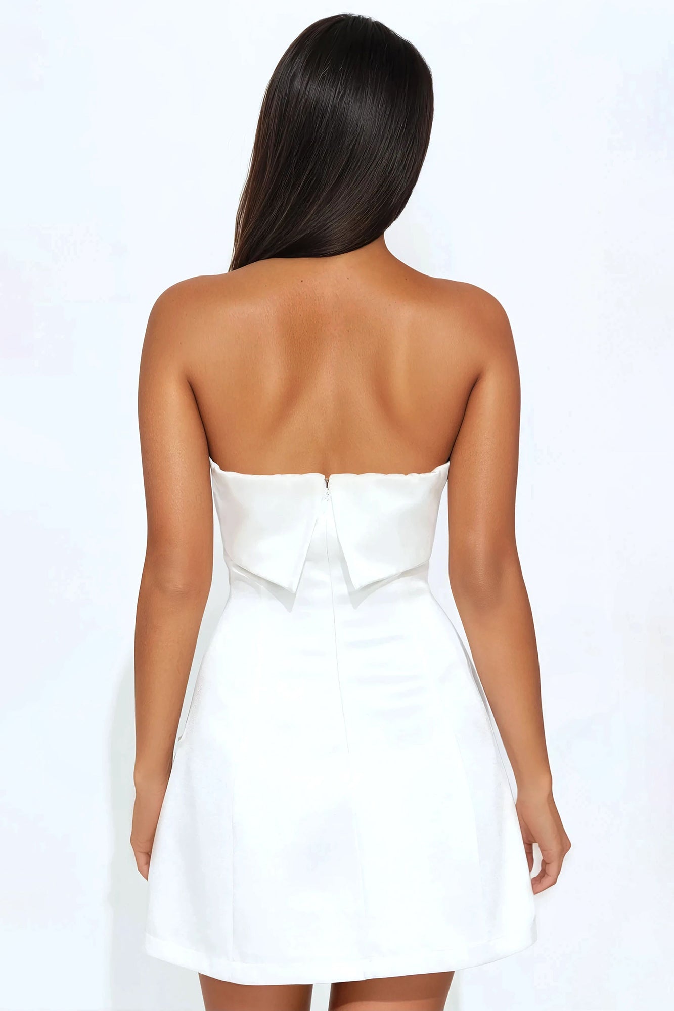 Sarabella Satin Mini Dress - Off White - Image 3