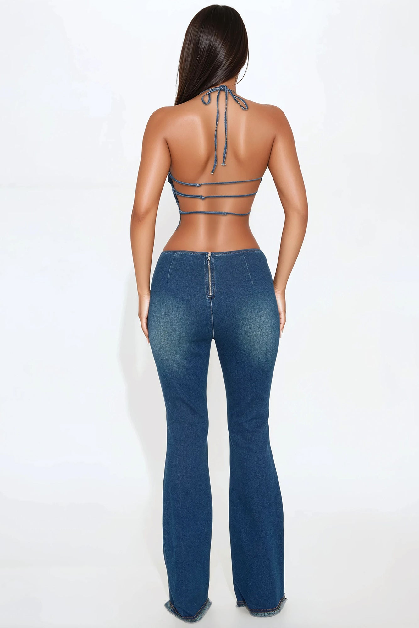 Tied Down Denim Pant Set - Dark Wash - Image 3