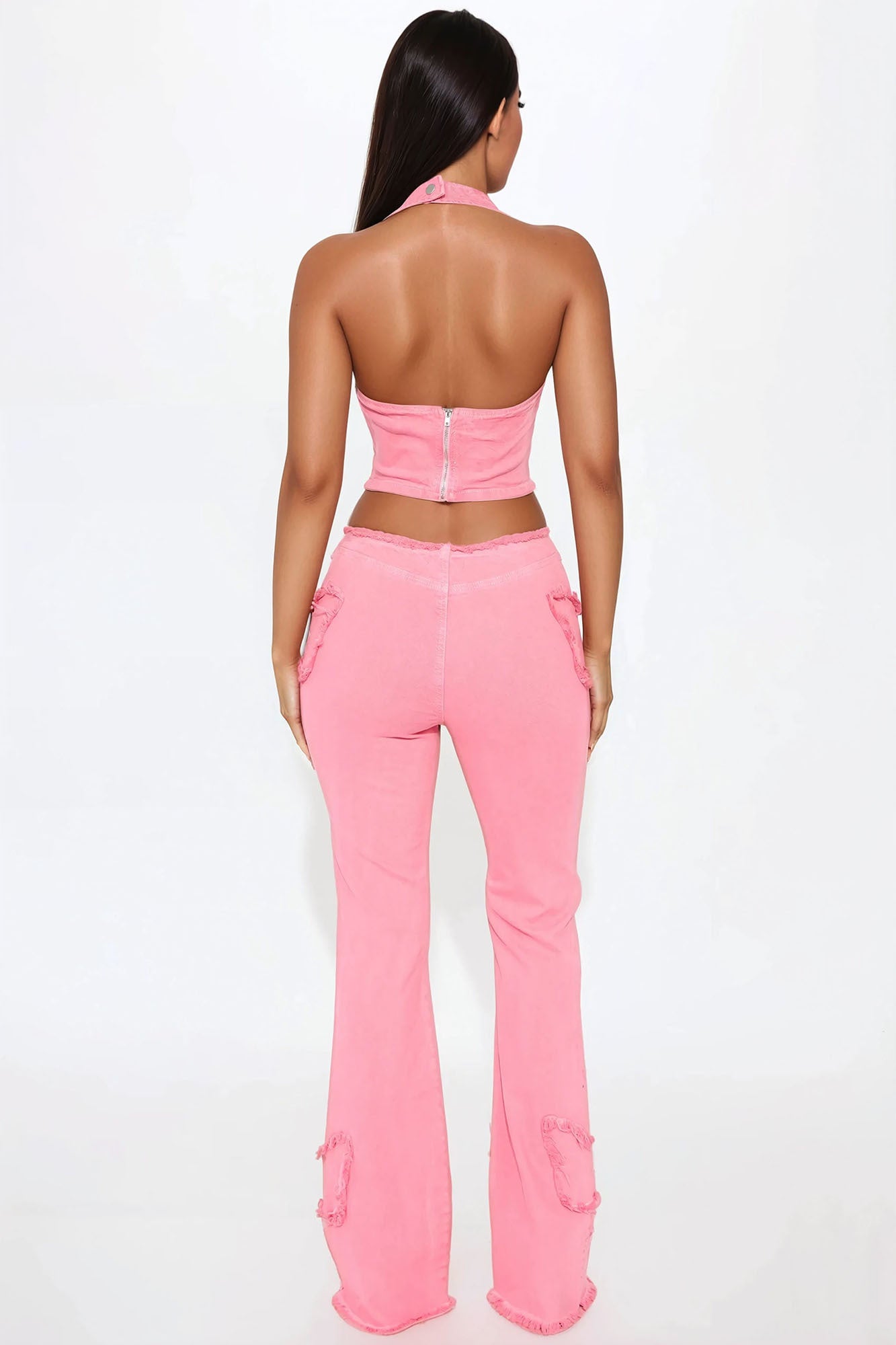 Bella Butterfly Denim Pant Set - Pink - Image 3