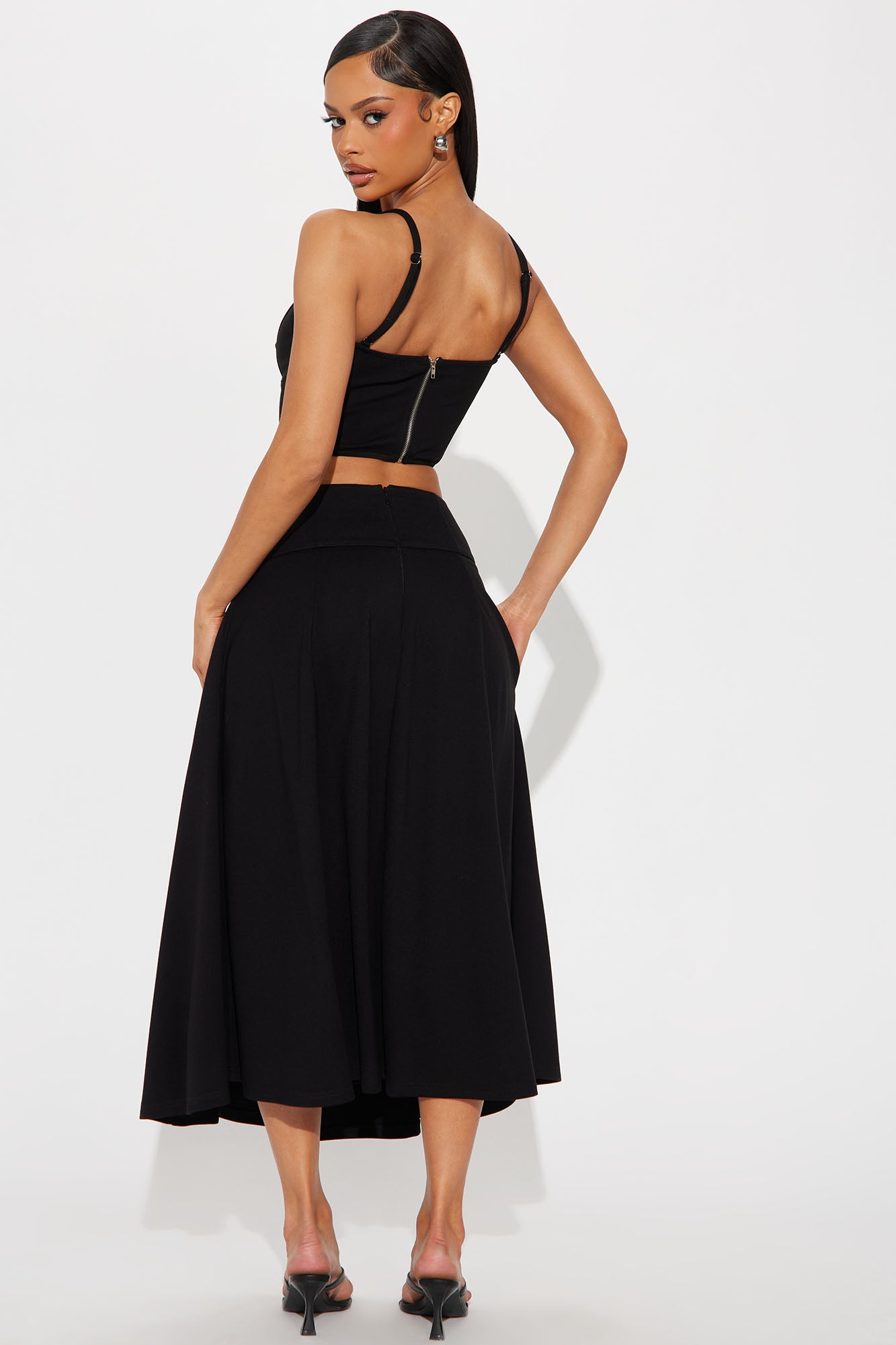 Bubbly Nights Midi Skirt Set - Black - Image 4
