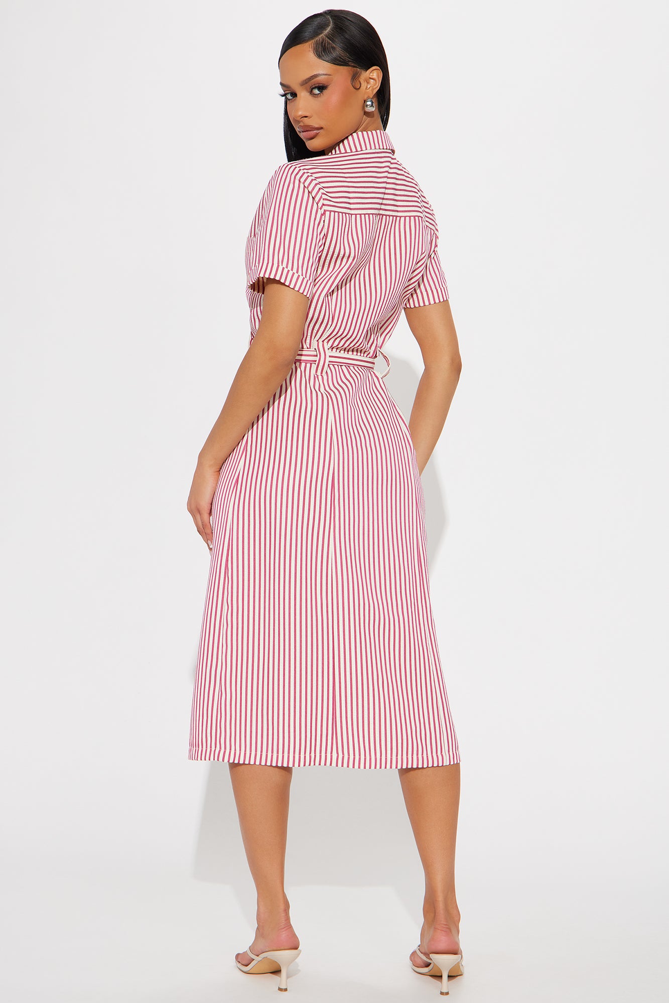 Beach House Getaway Striped Midi Dress - Red/combo - Image 3