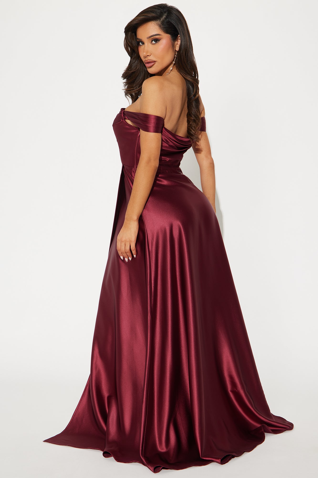 Rosalee Satin Gown - Wine - Image 3