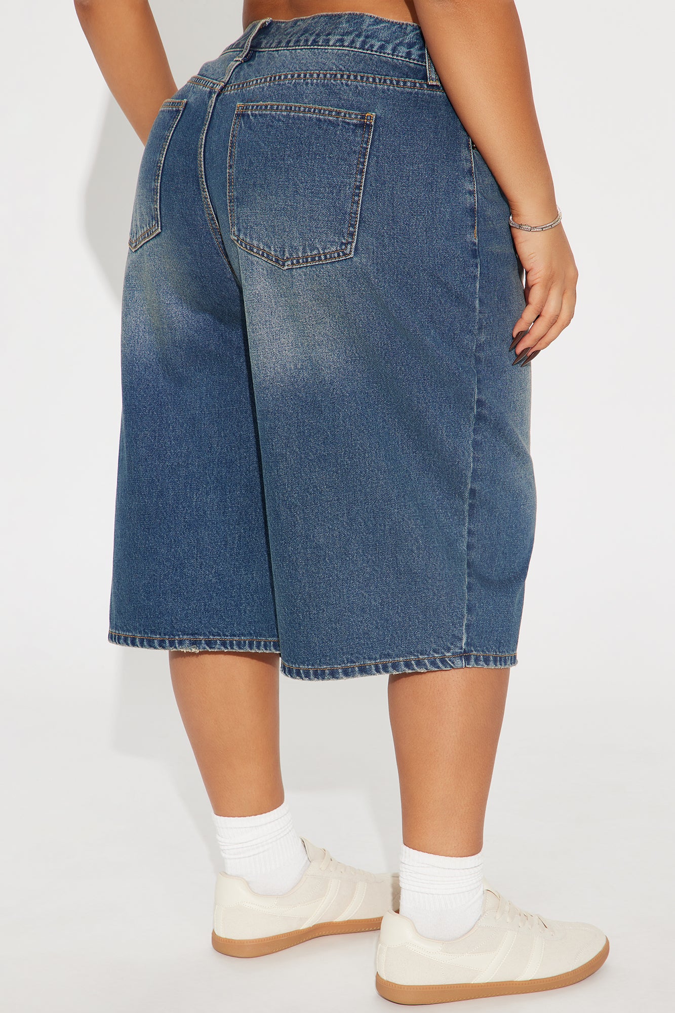 Take Whats Mine Crossover Denim Jorts - Dark Wash - Image 6