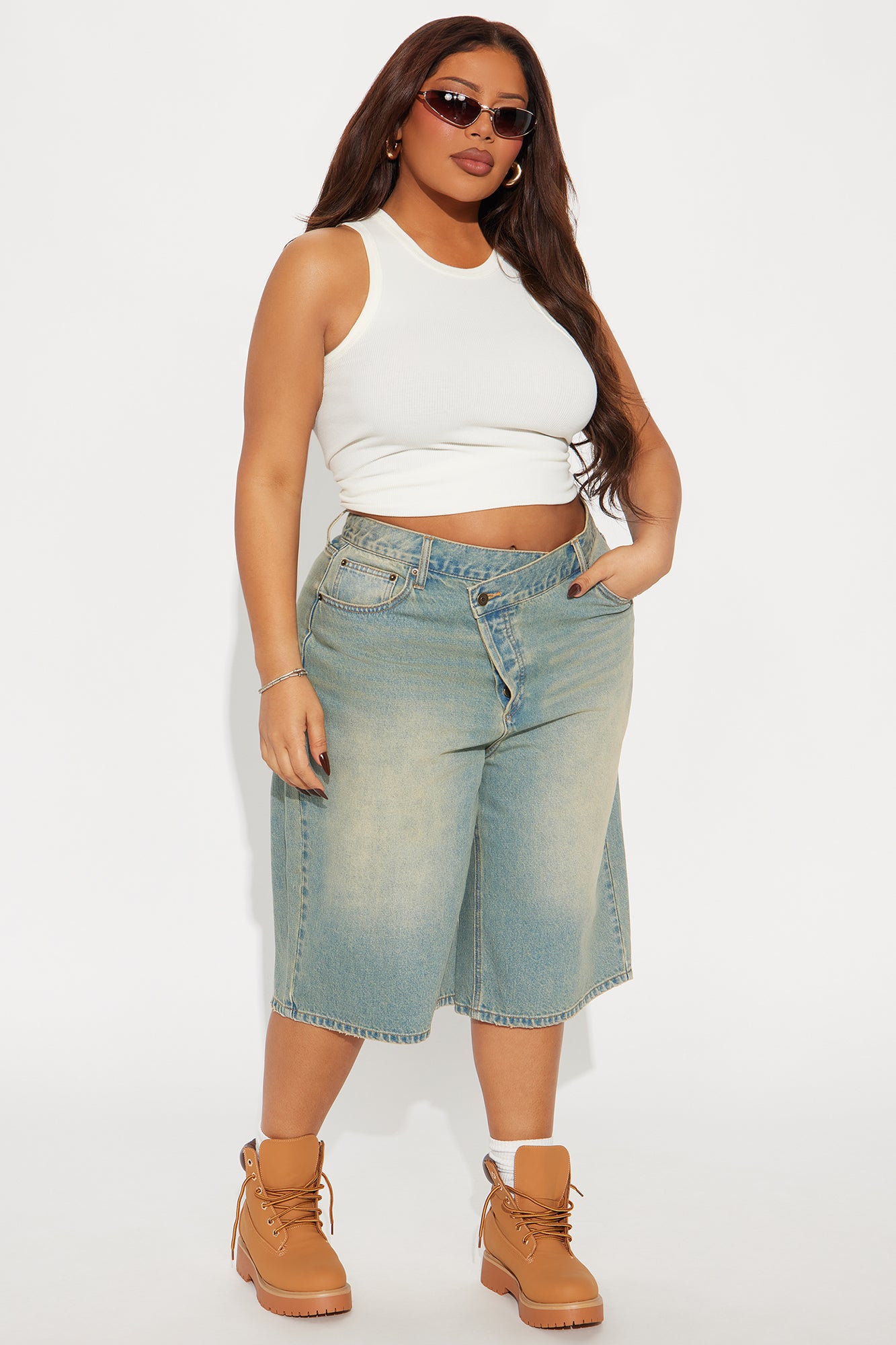 Take Whats Mine Crossover Denim Jorts - Vintage Wash - Image 5