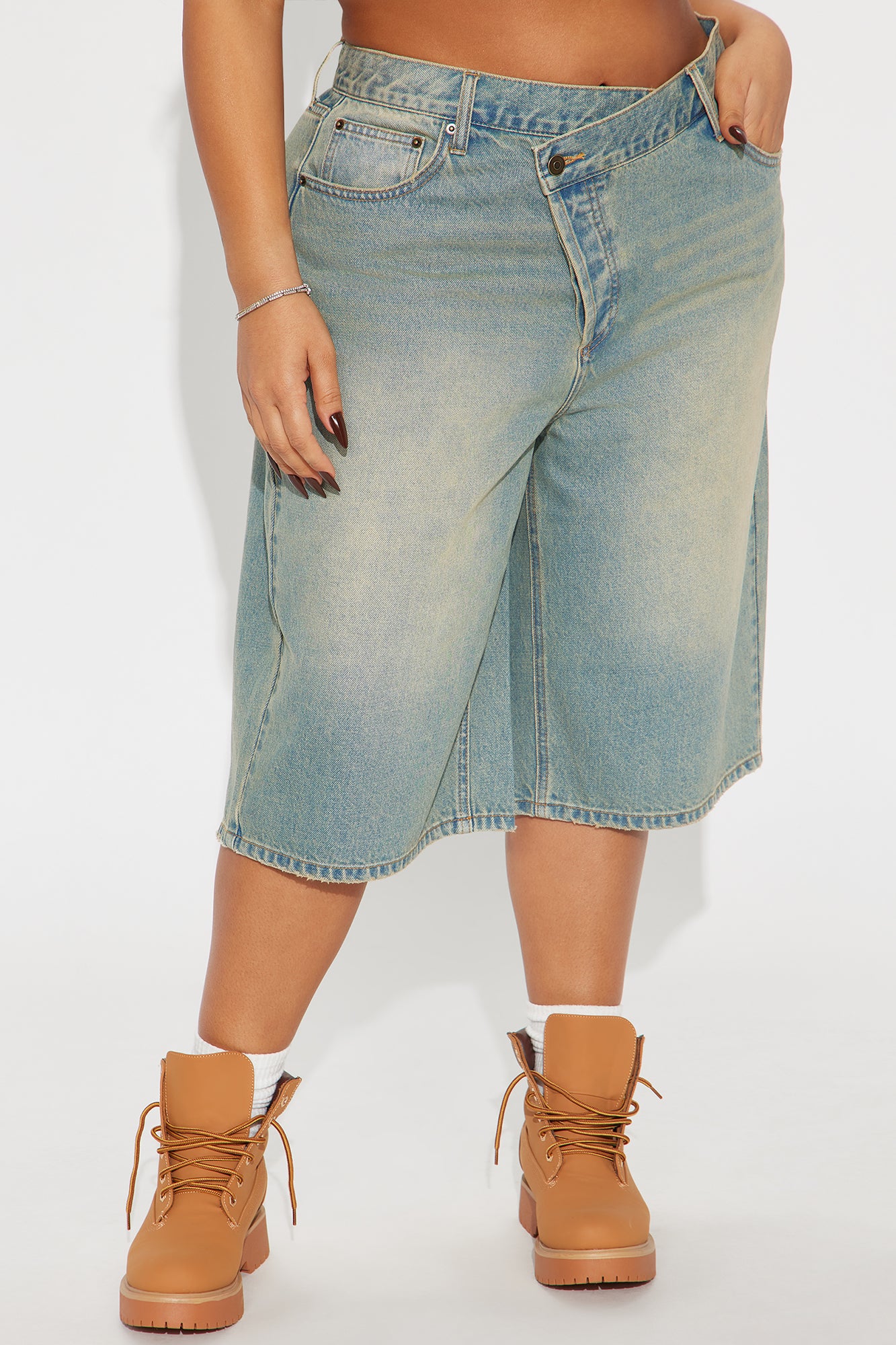 Take Whats Mine Crossover Denim Jorts - Vintage Wash - Image 6