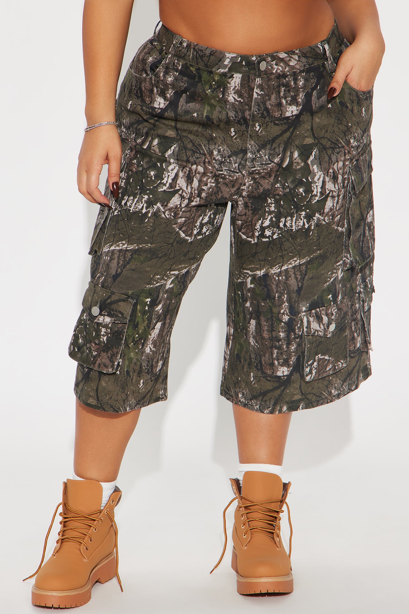 Scoping It Out Camo Stretch Denim Jorts - Camouflage - Image 5