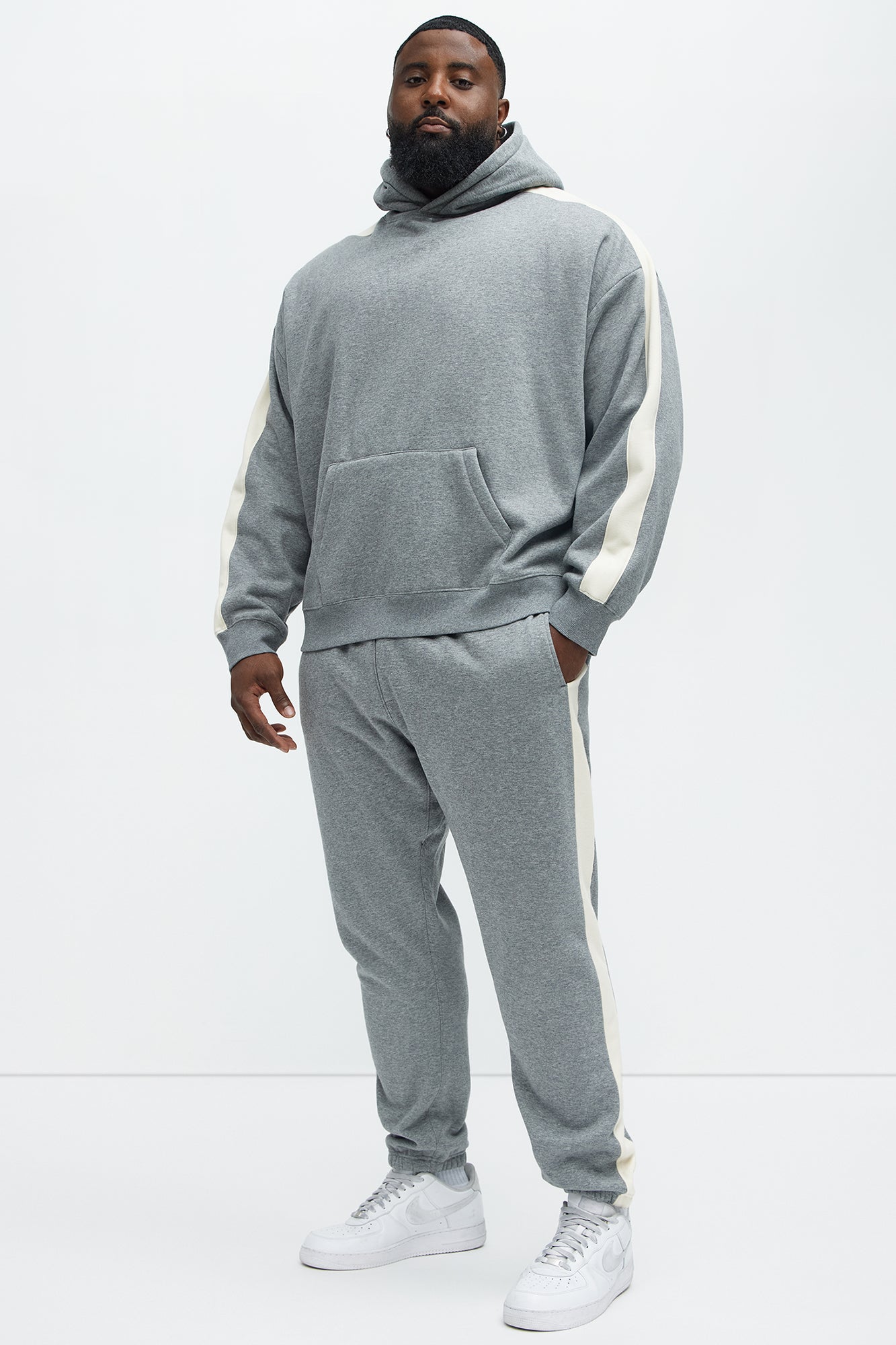 Tyson Heavyweight Striped Jogger - Heather Grey - Image 7