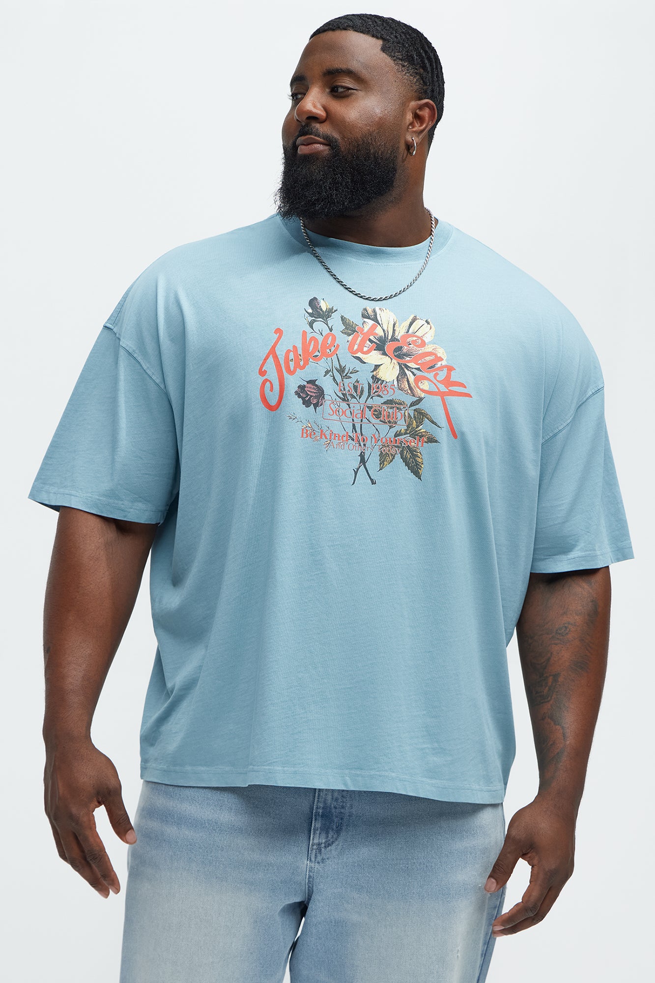 Take It Easy Oversized Short Sleeve Tee - Light Blue - Image 4