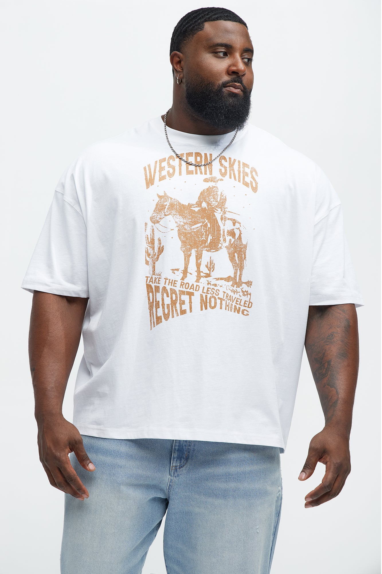 Western Skies Oversized Short Sleeve Tee - White - Image 4