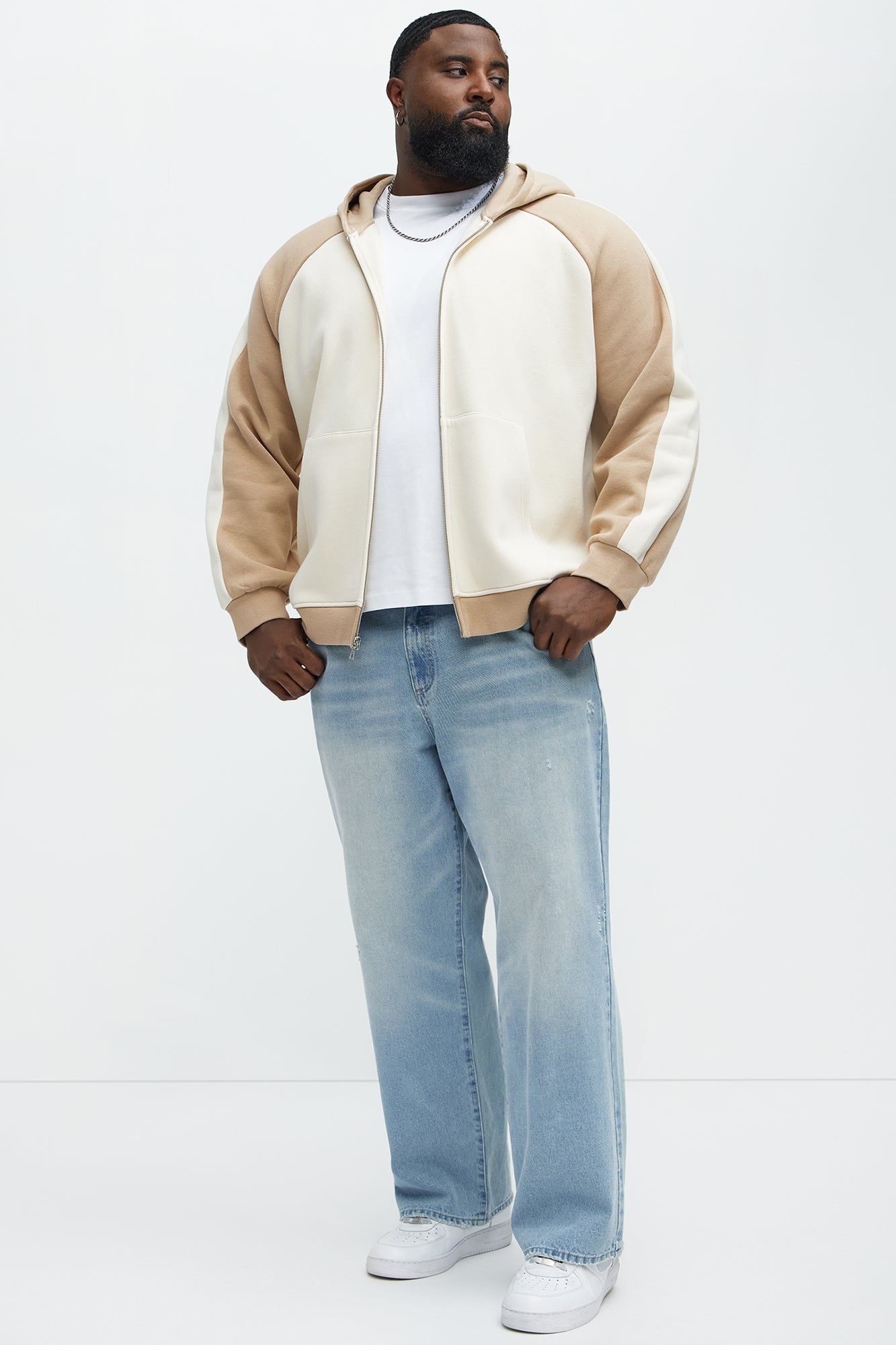 Tyson Entertaining Raglan Zip Up Hoodie - Cream/combo - Image 7