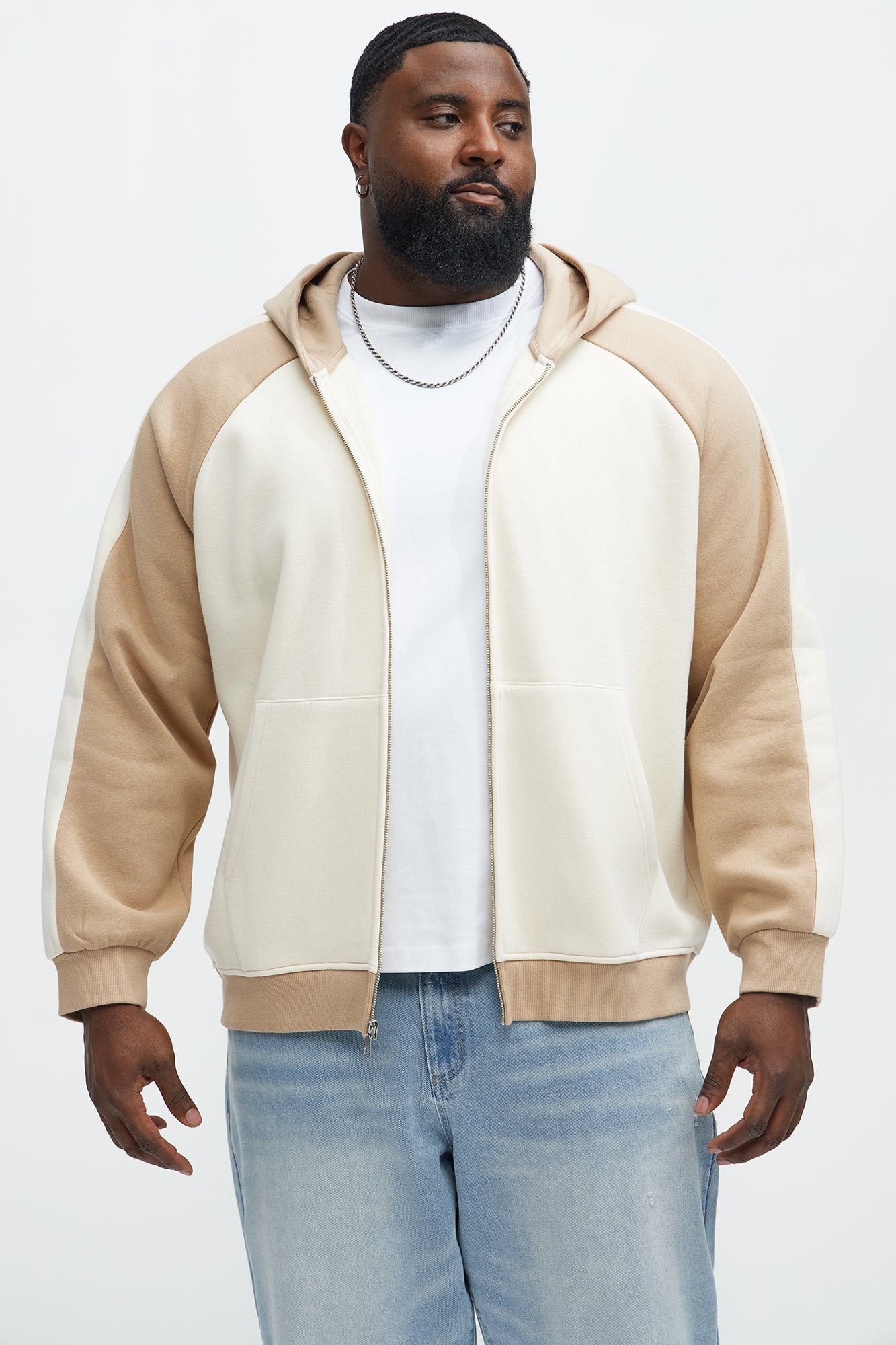 Tyson Entertaining Raglan Zip Up Hoodie - Cream/combo - Image 6
