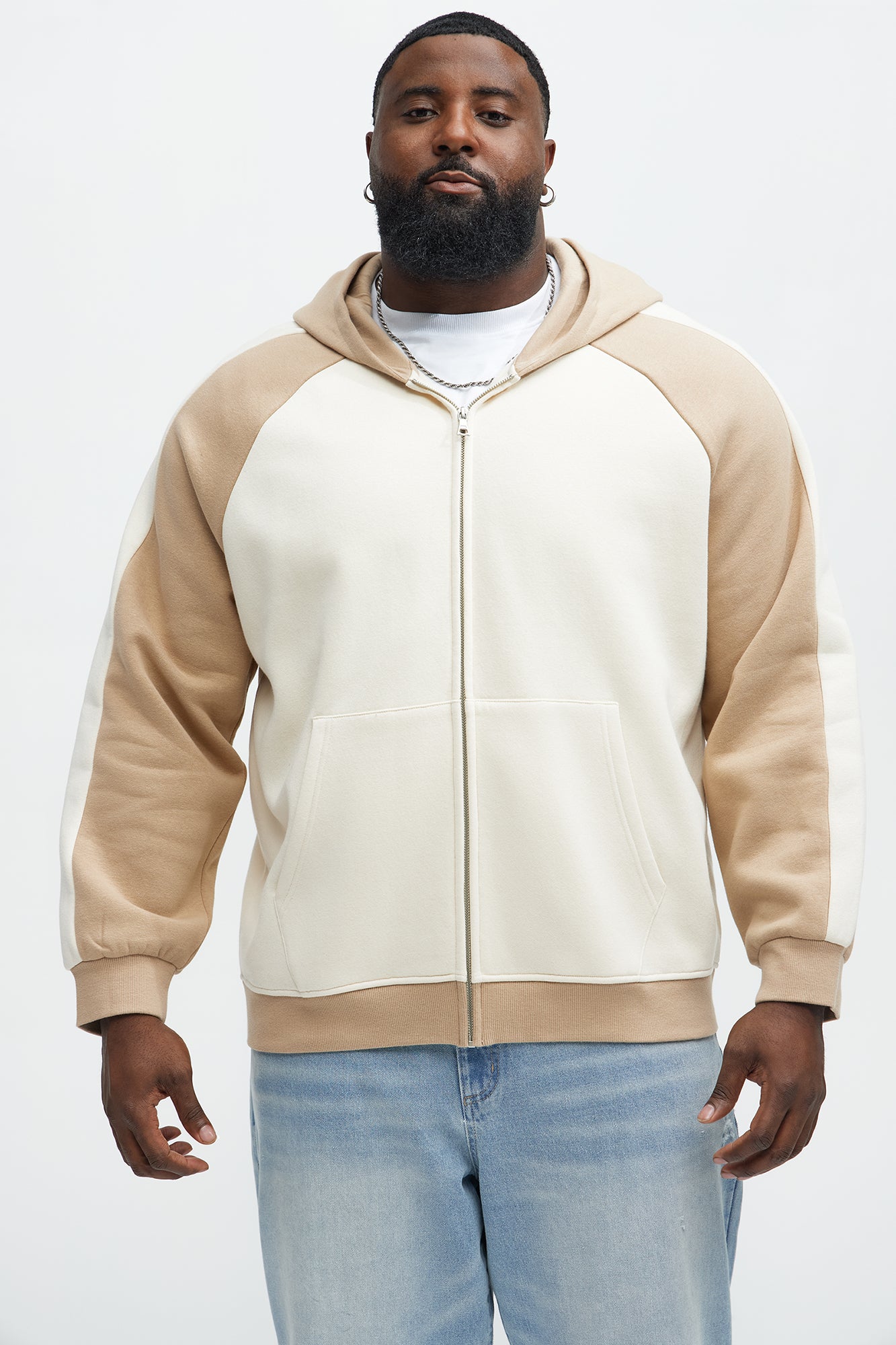 Tyson Entertaining Raglan Zip Up Hoodie - Cream/combo - Image 8