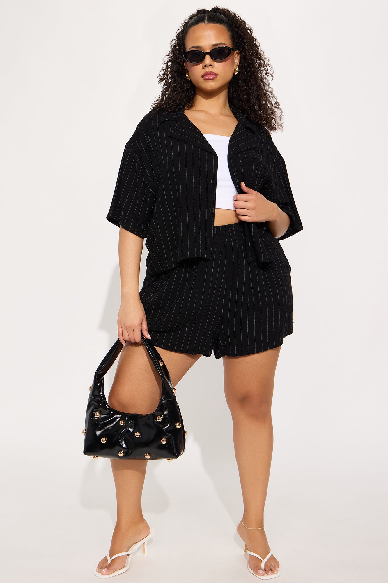 Alana Linen Shirt And Short Set - Black - Image 5