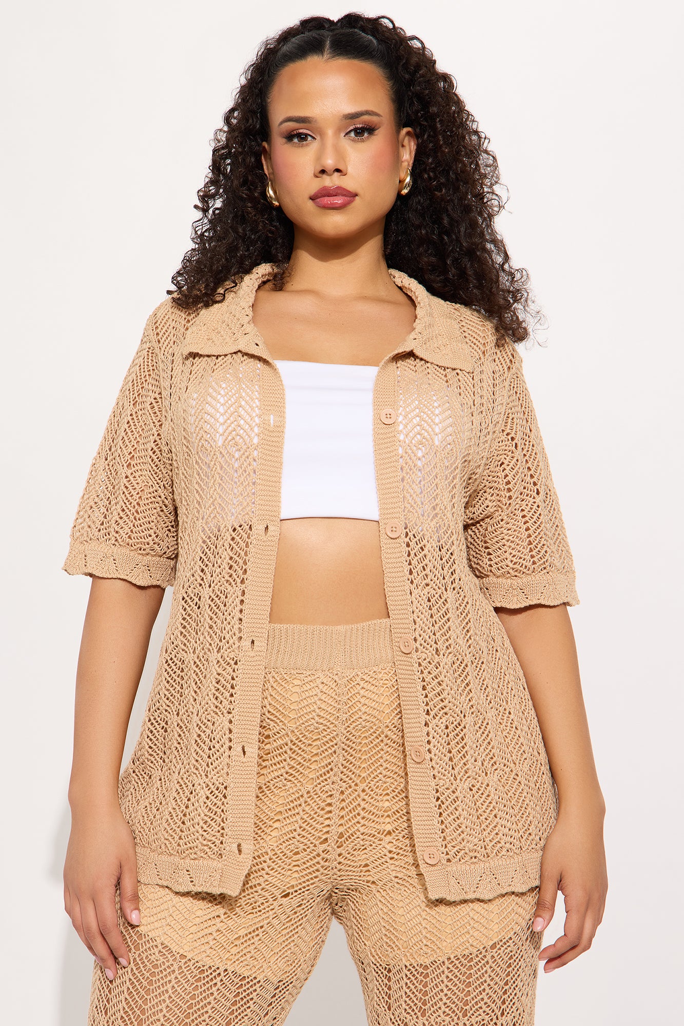 Coastal Living Crochet Pant Set - Taupe - Image 5