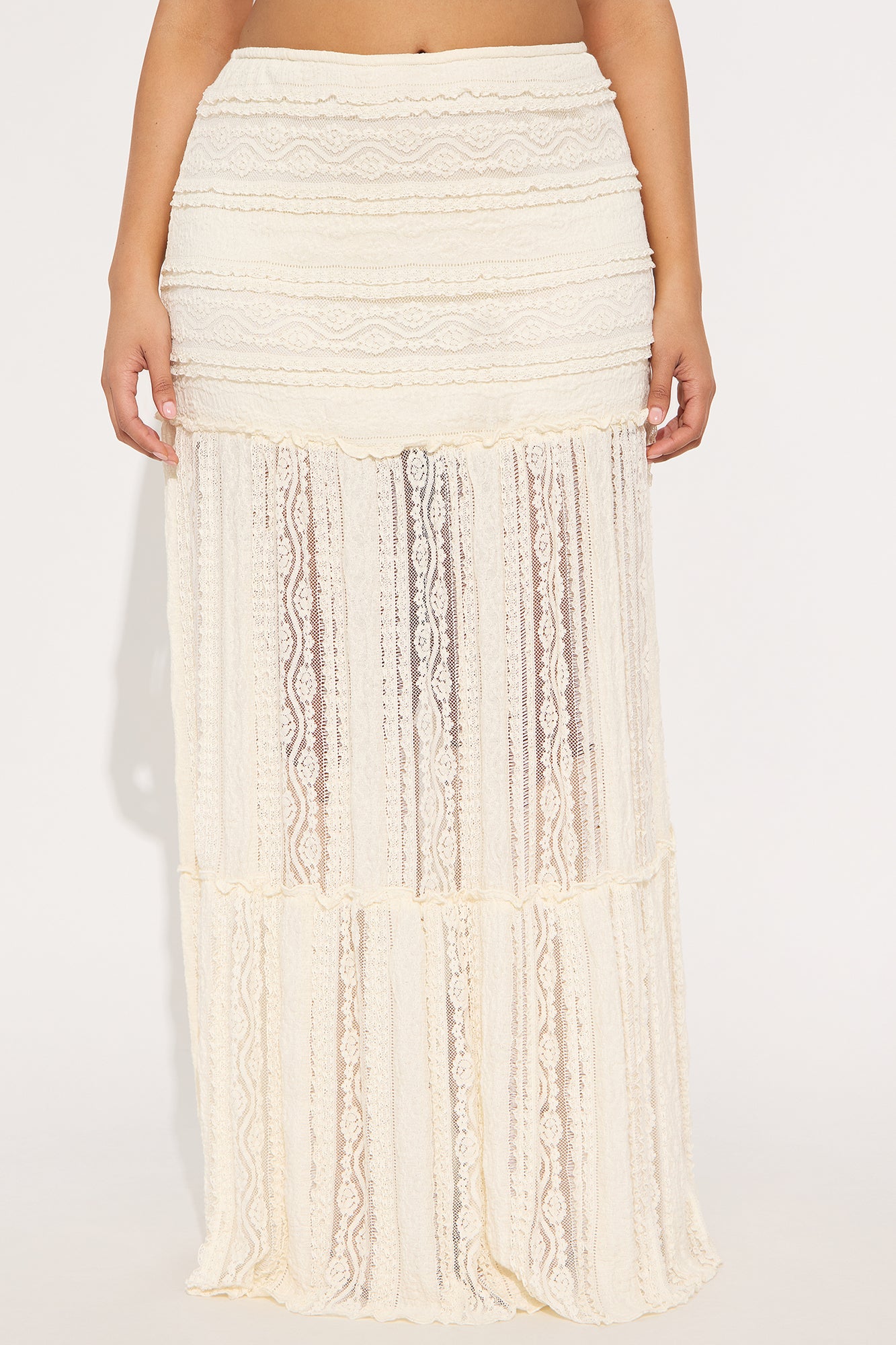 Know Your Worth Lace Maxi Skirt - Cream - Image 5