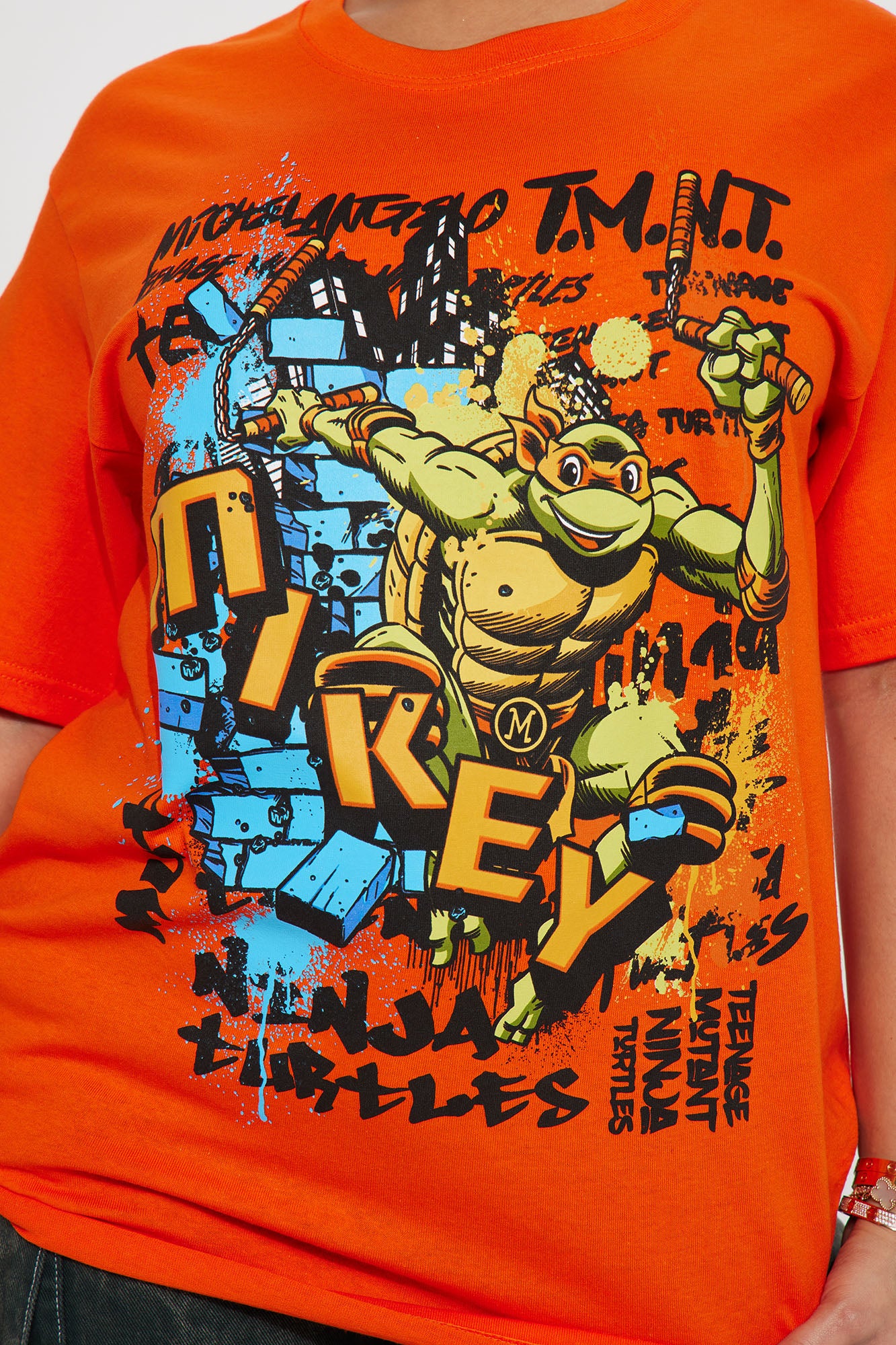 Mikey The Ninja Turtle Graphic Tshirt - Orange - Image 3