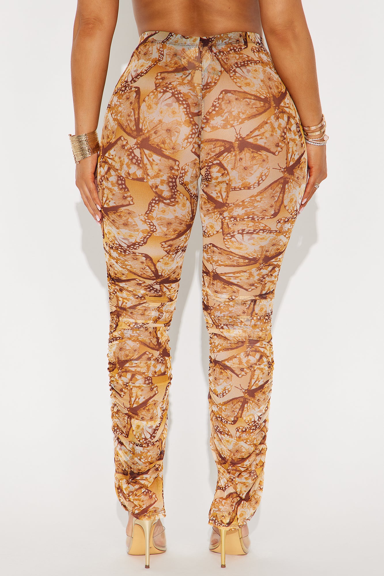 Stella Butterfly Mesh Stacked Legging - Brown/combo - Image 3