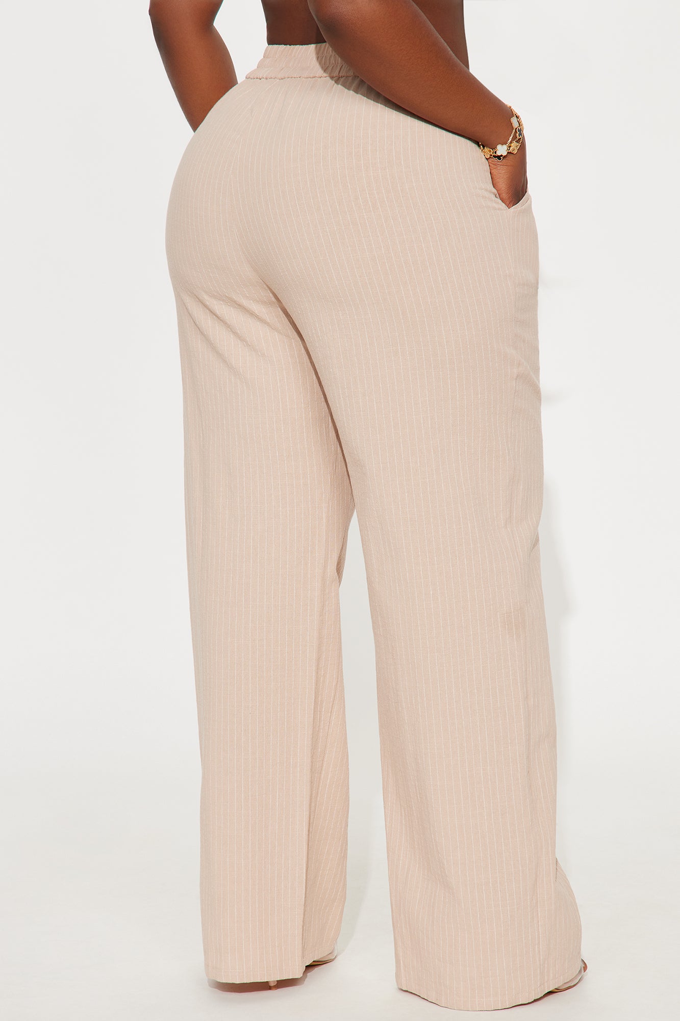 Worth Waiting For Pinstripe Linen Pant - Tan - Image 6