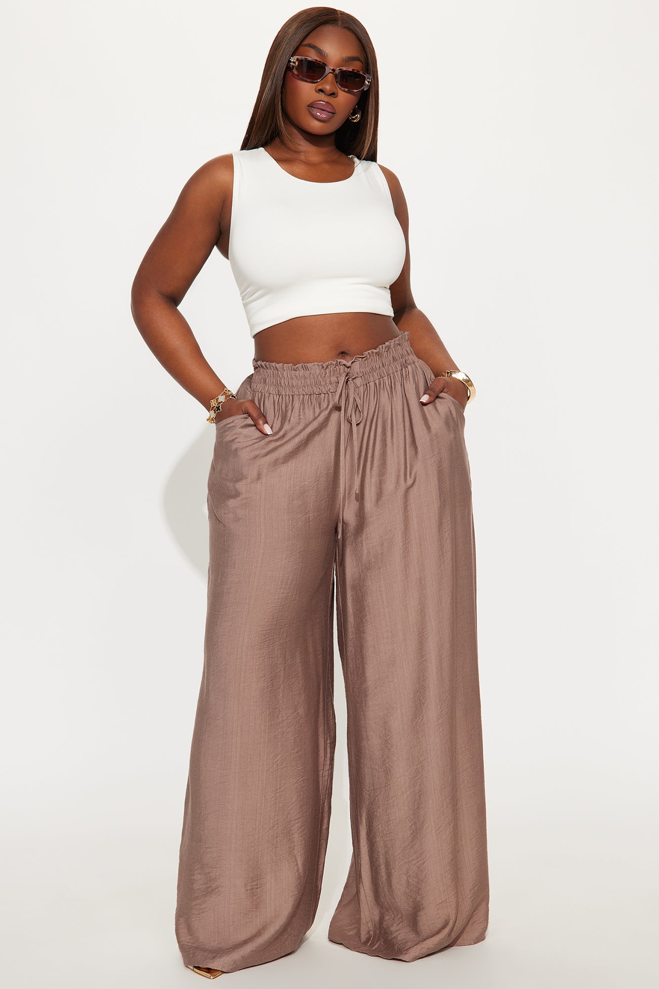 Meet At Sunset Wide Leg Pant - Mocha - Image 4