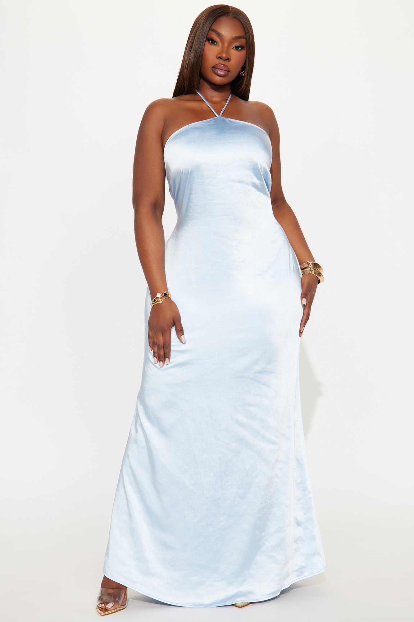 Norah Satin Maxi Dress - Blue - Image 4