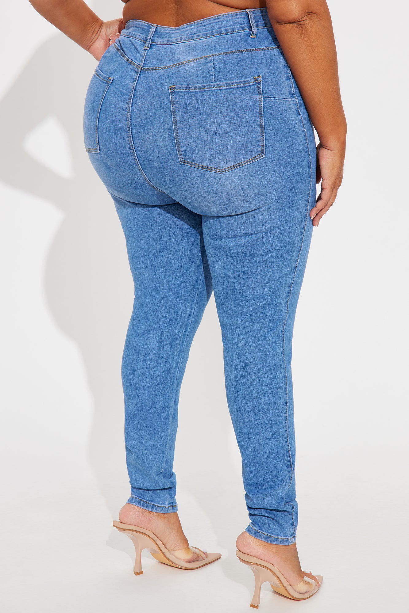 Classic Belle High Rise Booty Lifter Skinny Jeans - Medium Blue Wash - Image 4