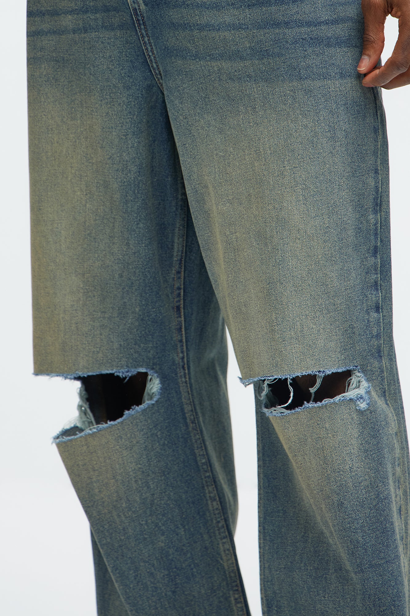 James Distressed Vintage Baggy Jeans - Vintage Blue Wash - Image 4
