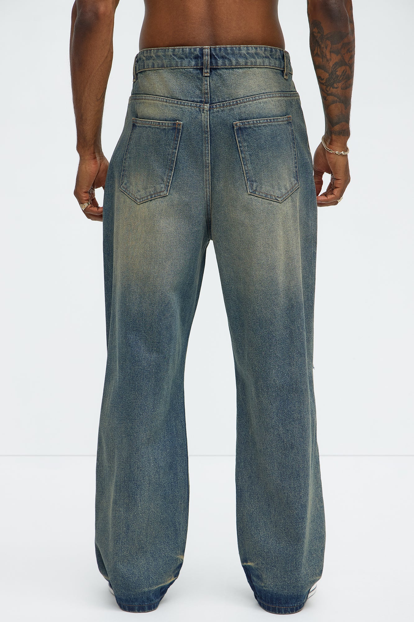James Distressed Vintage Baggy Jeans - Vintage Blue Wash - Image 5