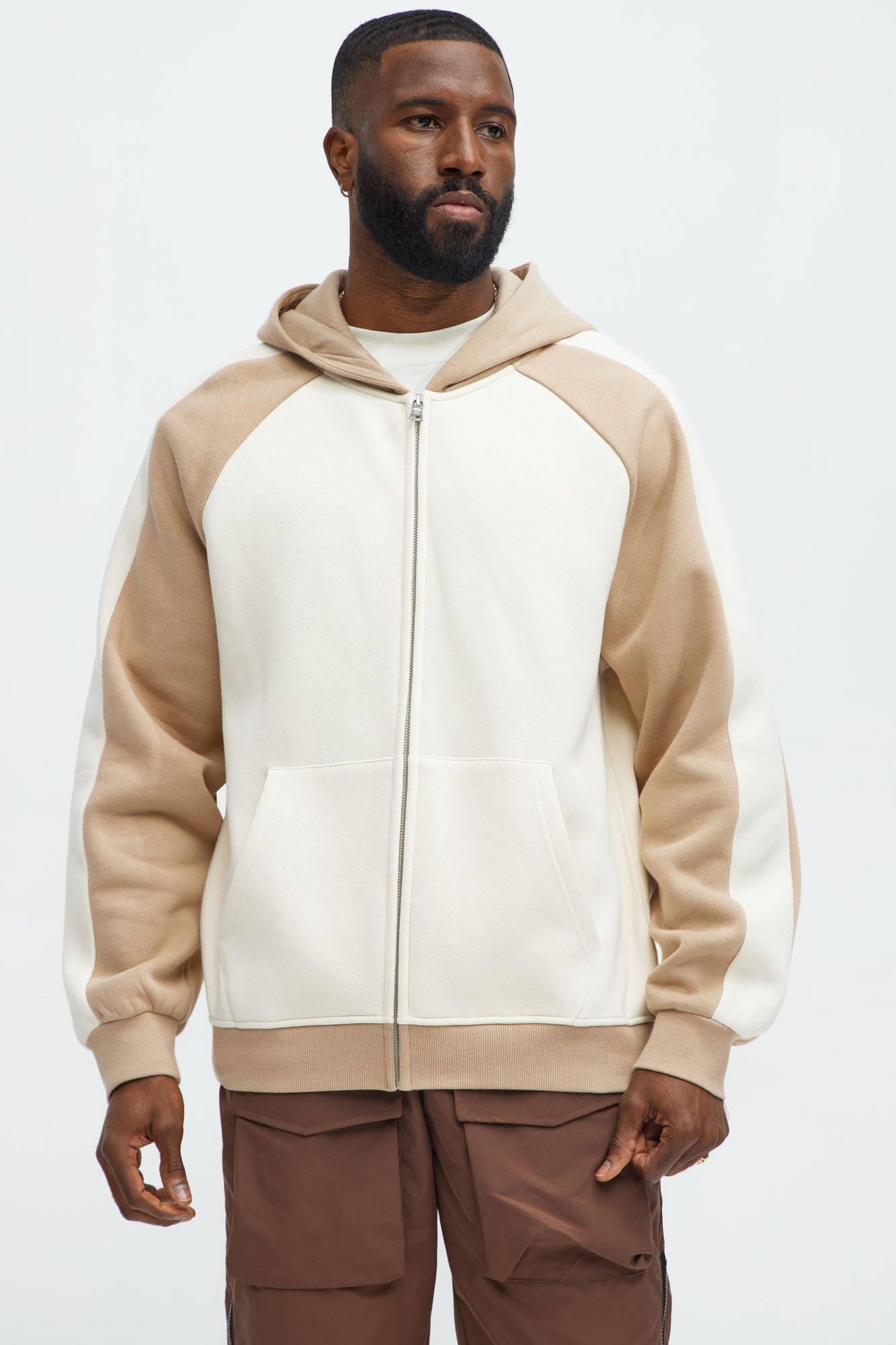 Tyson Entertaining Raglan Zip Up Hoodie - Cream/combo - Image 3