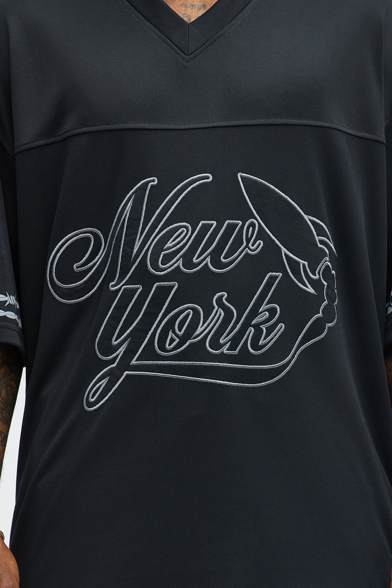 Rockets Embroidered Mesh Jersey - Black - Image 4