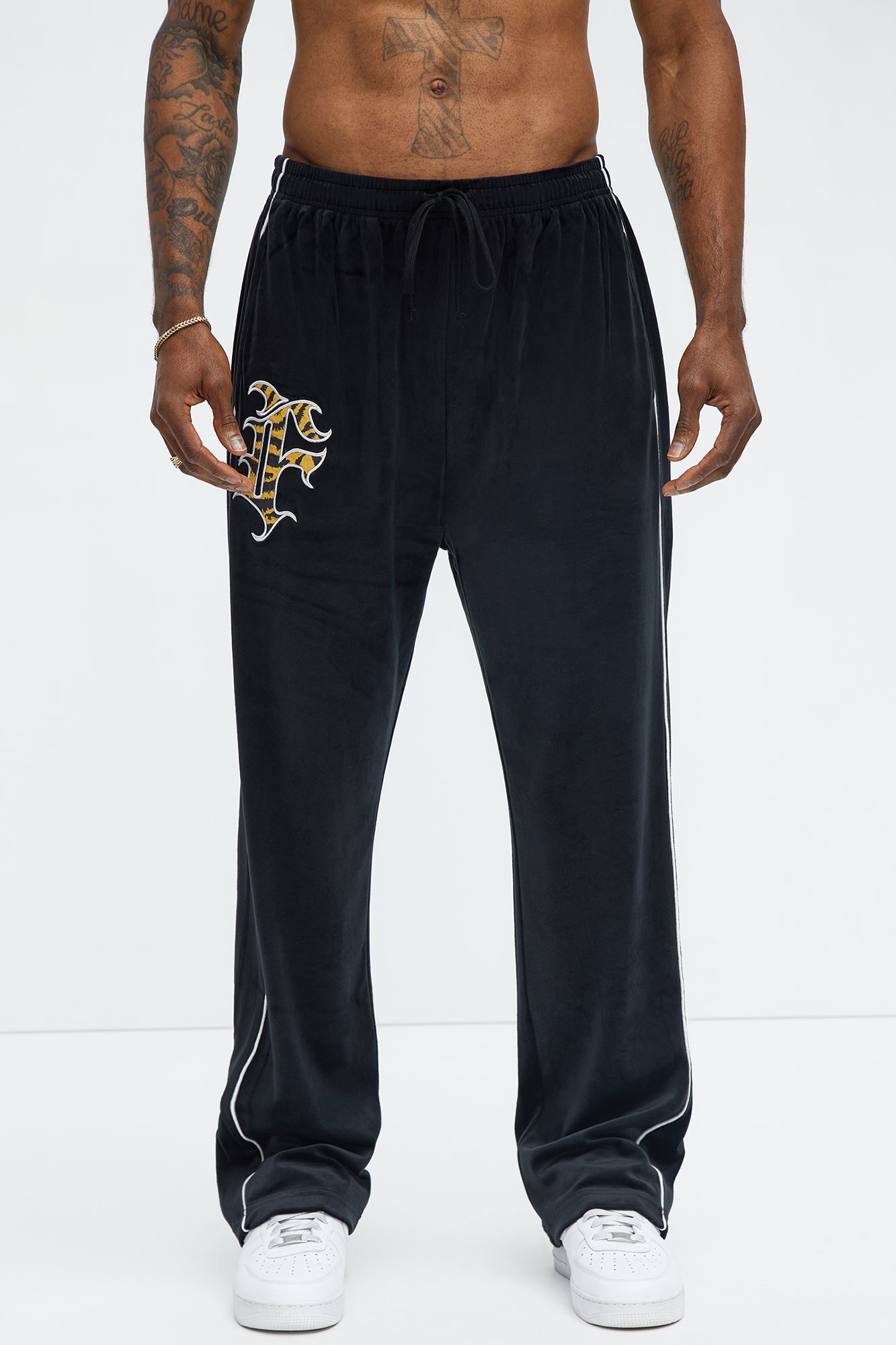 Finally Famous Straight Velour Pant - Black - Image 3