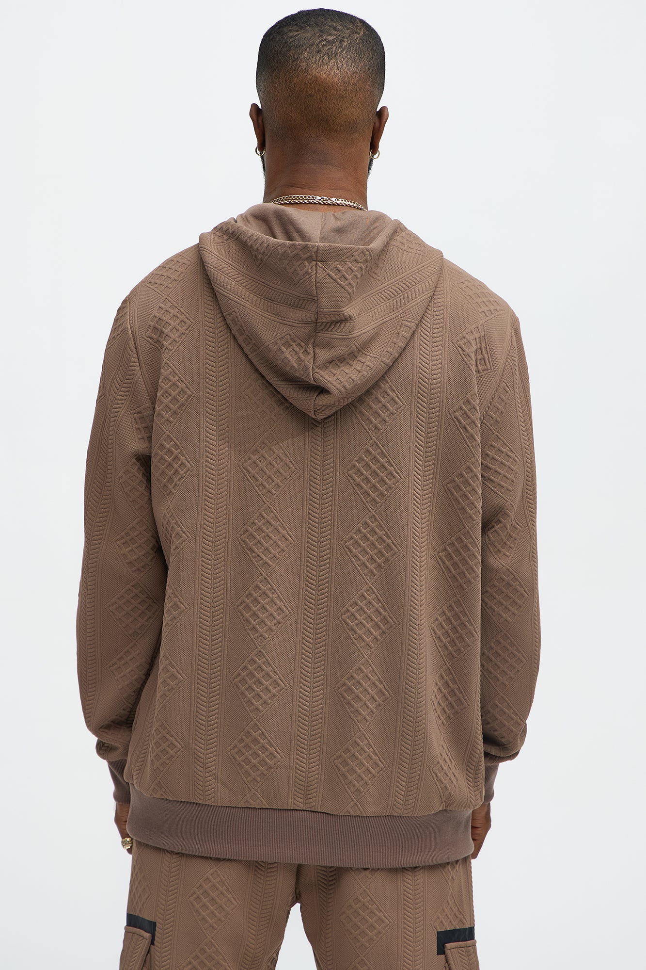 Practical Quarter Zip Hoodie - Brown - Image 5