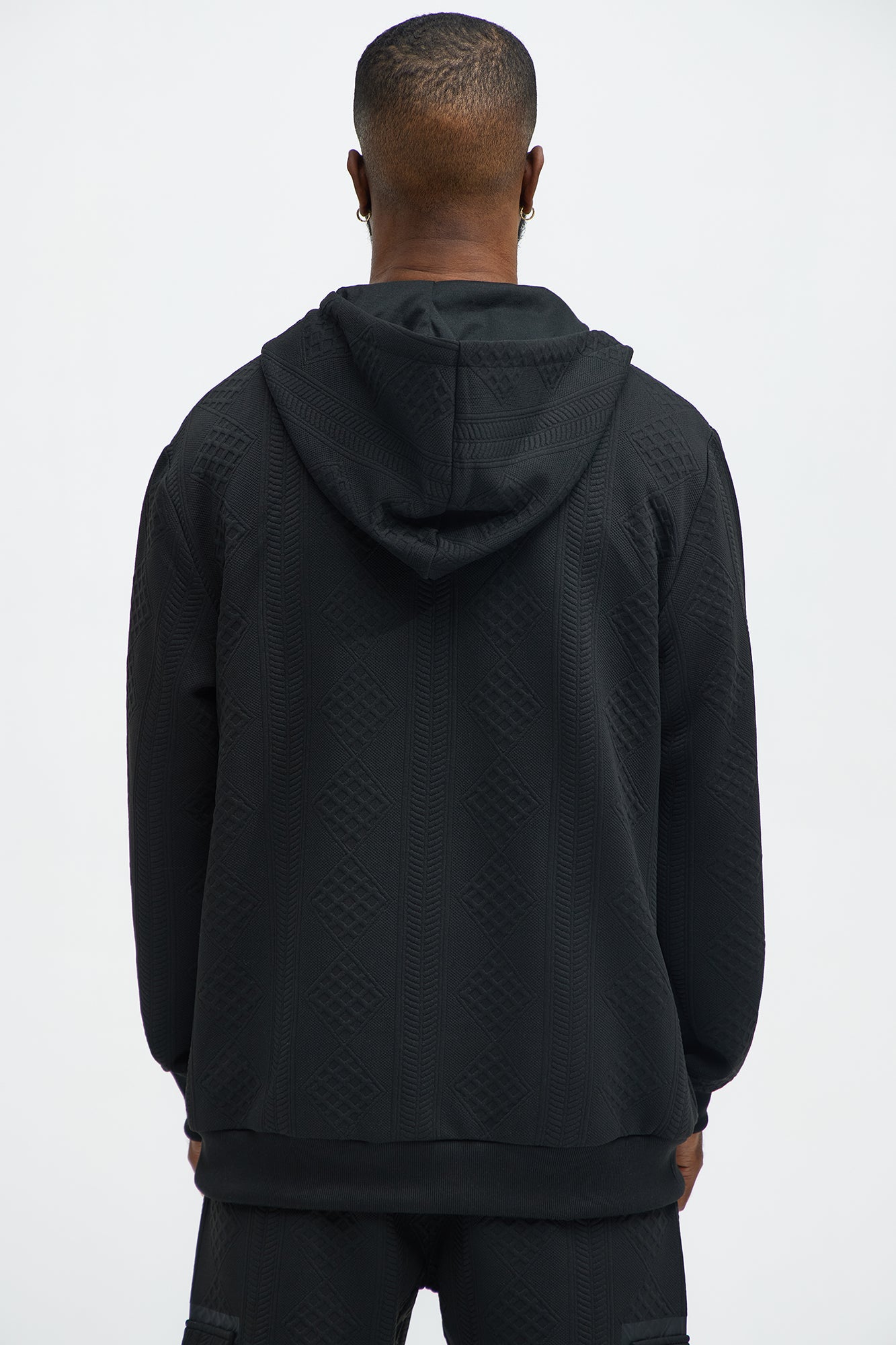 Practical Quarter Zip Hoodie - Black - Image 5