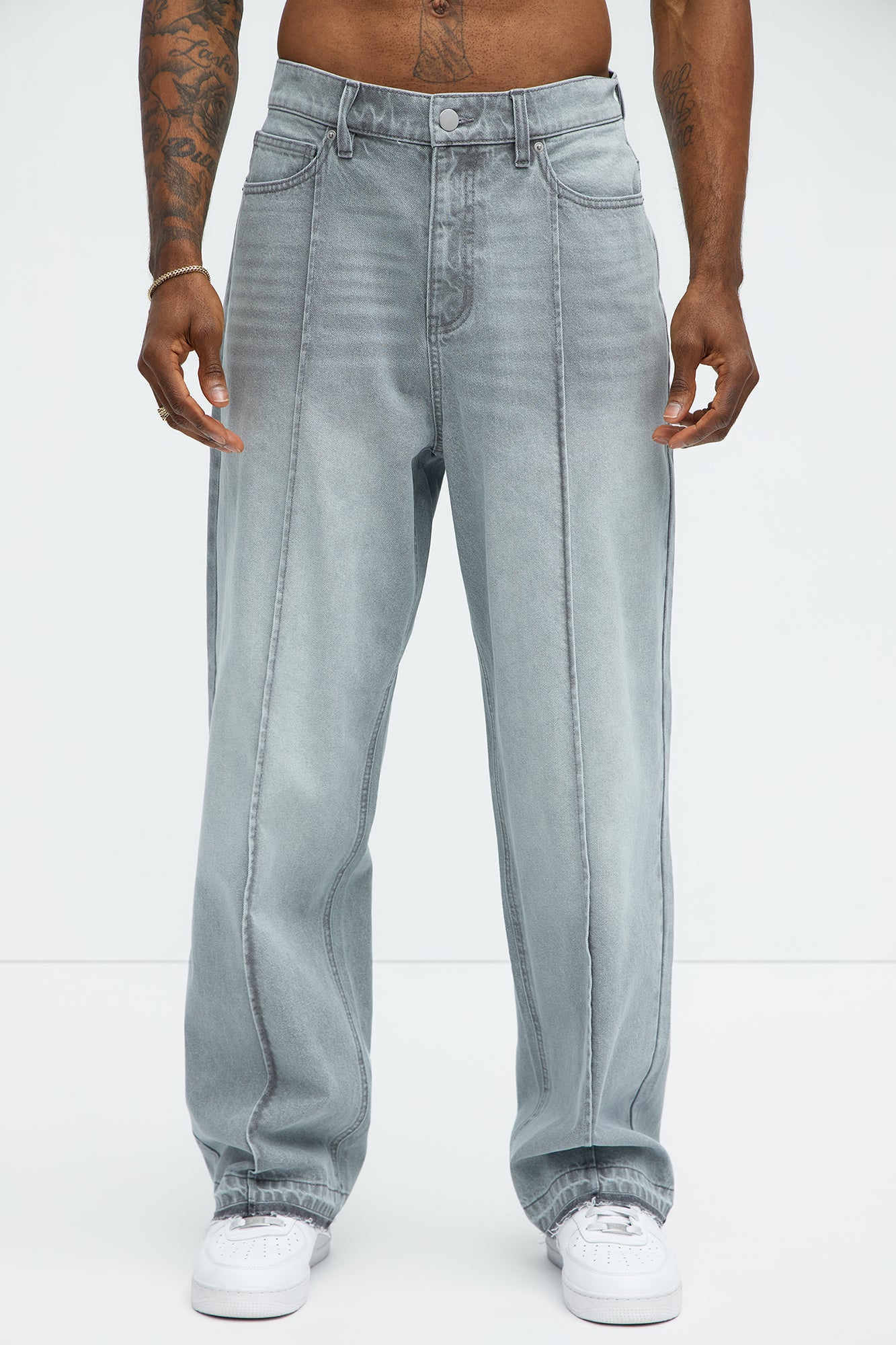 Patras Pleat Baggy Jeans - Grey - Image 3
