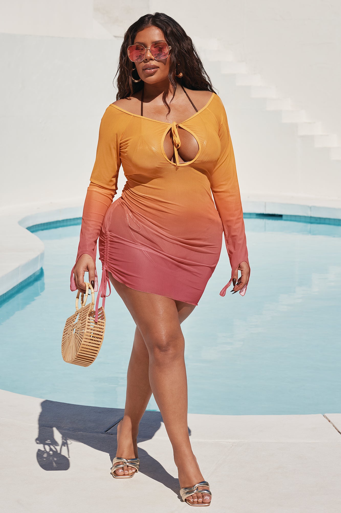 Artemis Ombre Cover Up Mini Dress - Red/combo - Image 5