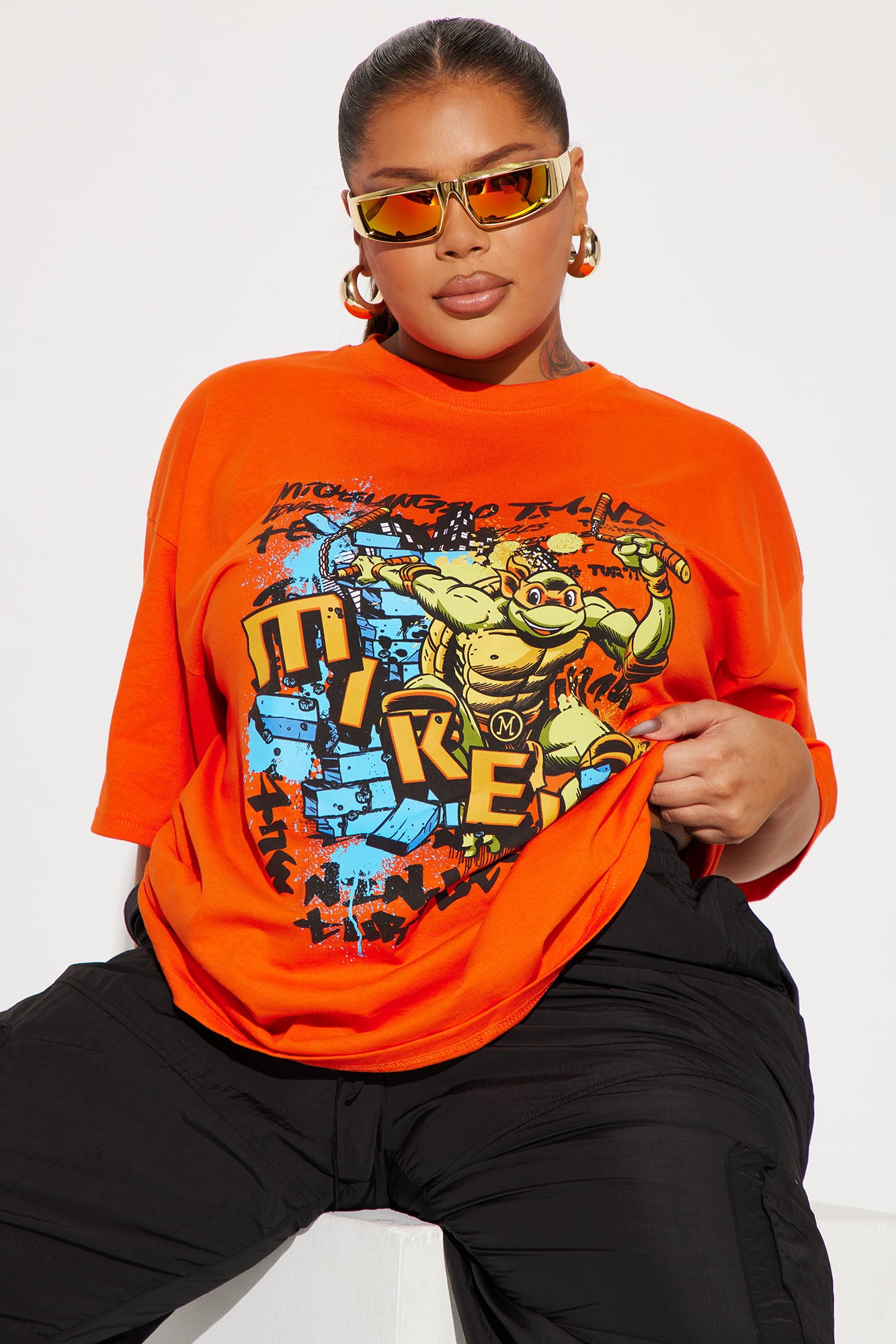 Mikey The Ninja Turtle Graphic Tshirt - Orange - Image 4