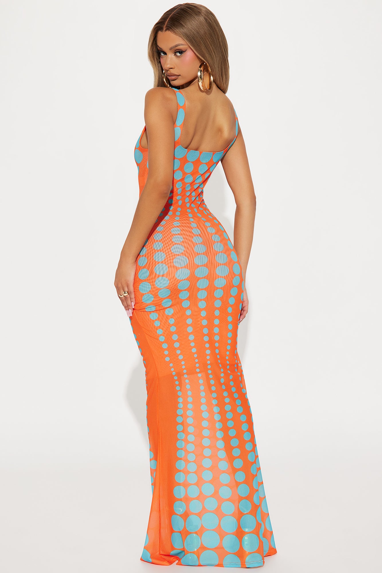 A Sight Mesh Maxi Dress - Orange - Image 3