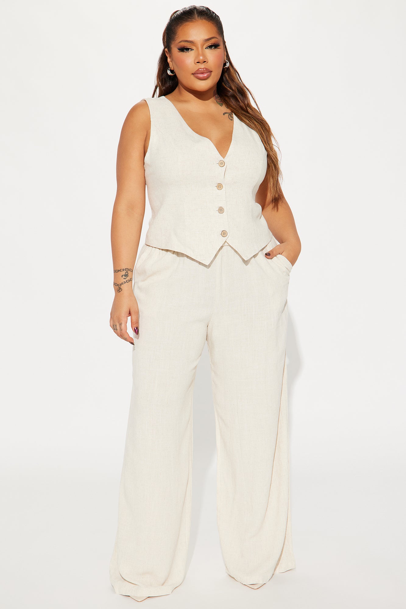 Better Off Linen Pant Set - Khaki - Image 5
