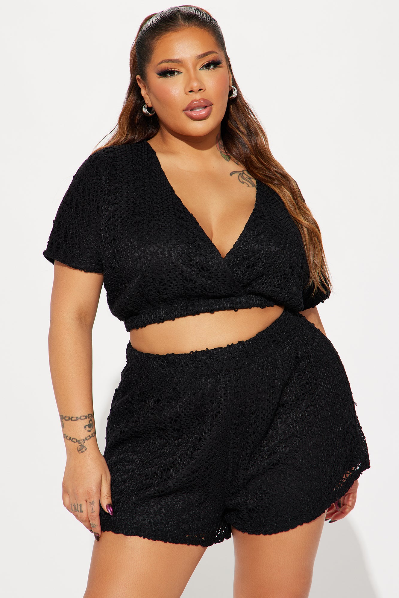 Keep It Cool Crochet Short Set - Black - Image 4