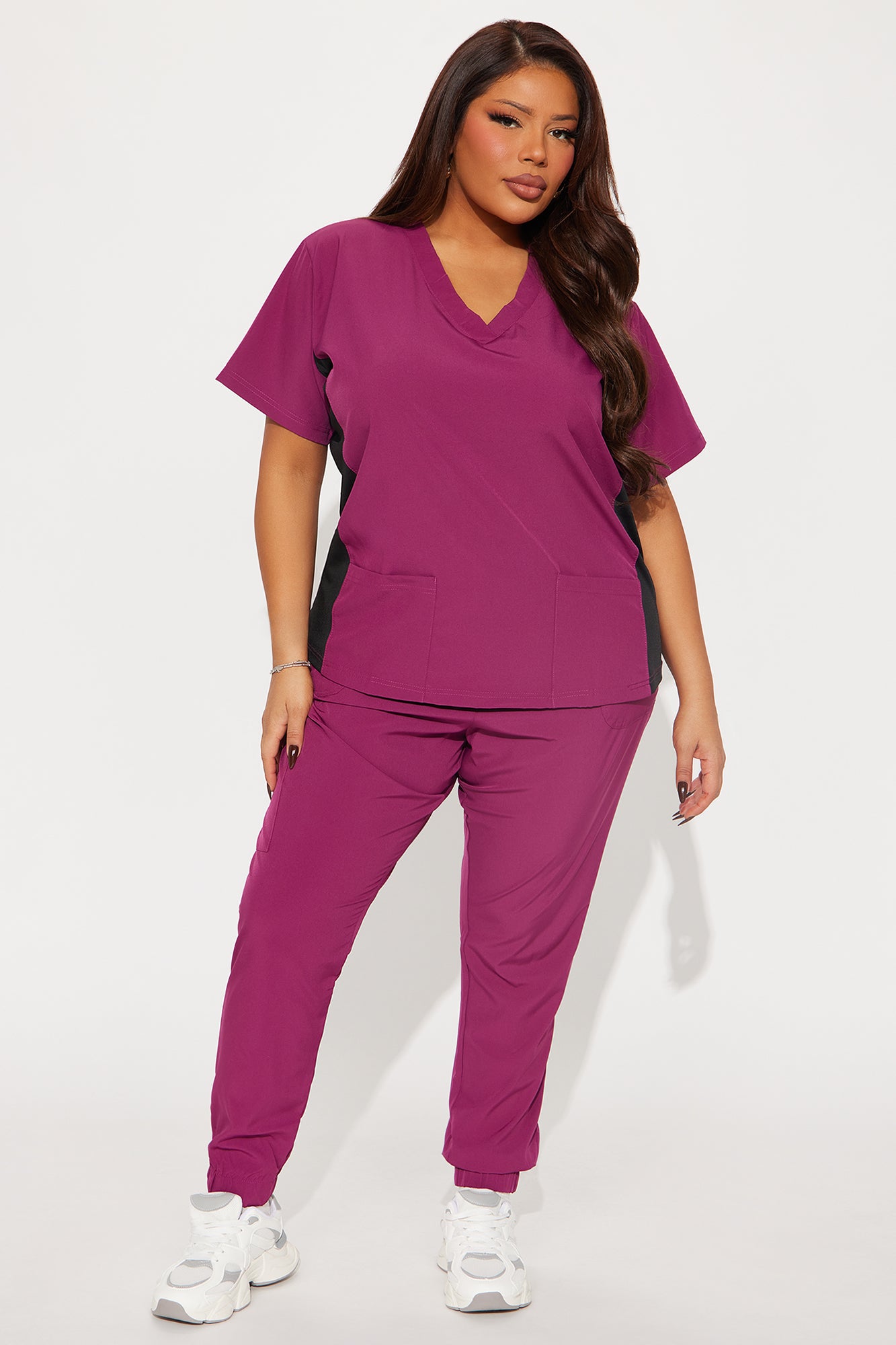 Get Better 4 Way Stretch Scrub Uniform Jogger Set - Burgundy - Image 4