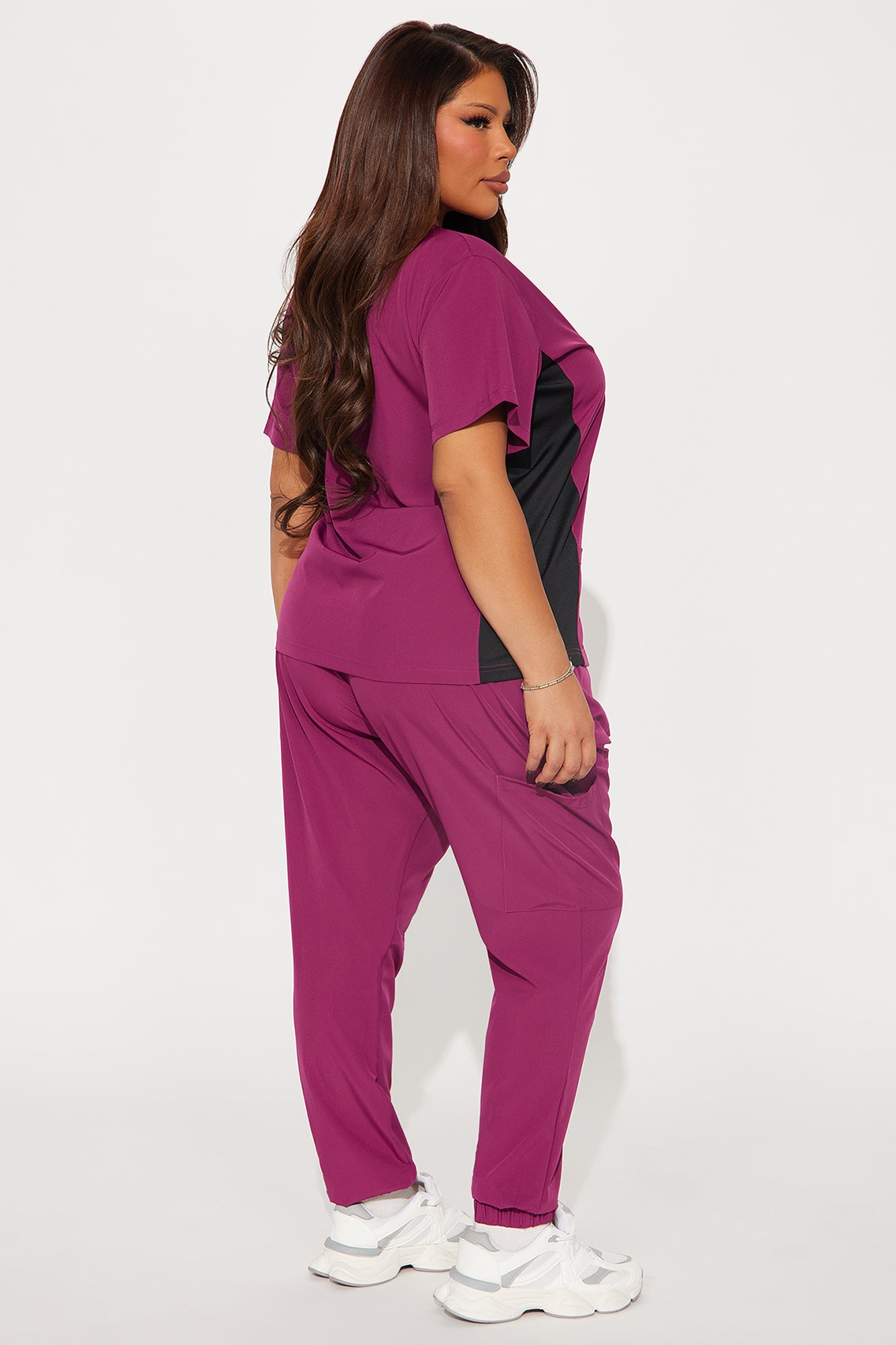 Get Better 4 Way Stretch Scrub Uniform Jogger Set - Burgundy - Image 6