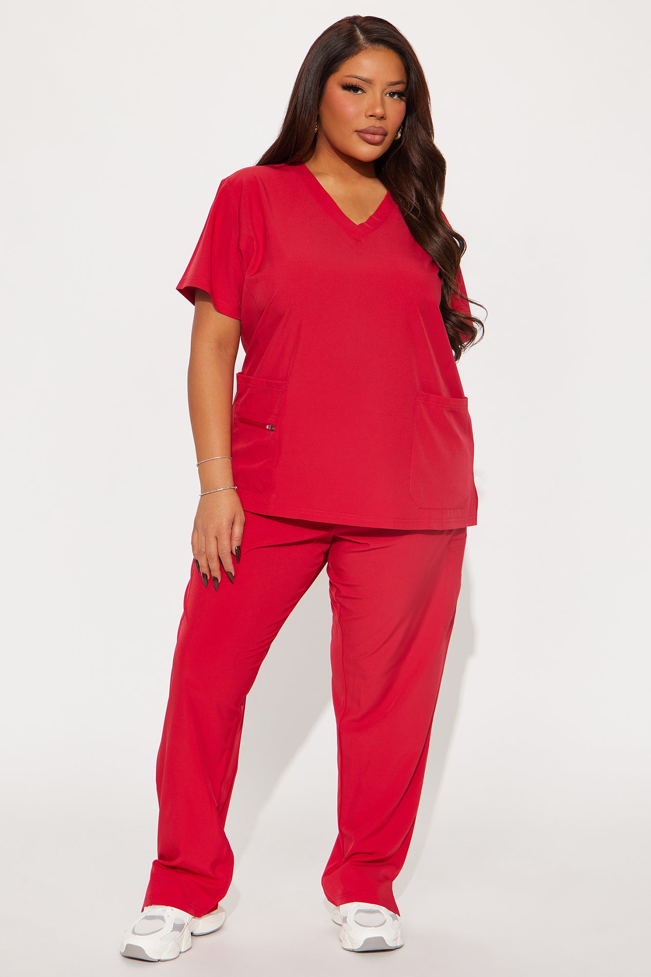Essential 4 Way Stretch Scrub Uniform Set - Red - Image 4