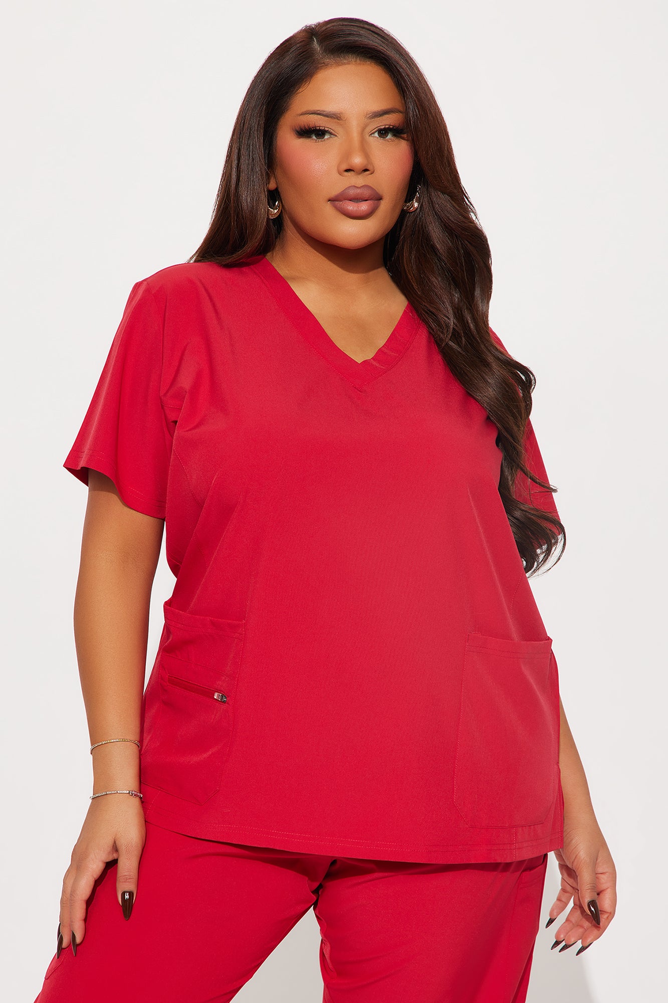 Essential 4 Way Stretch Scrub Uniform Set - Red - Image 5